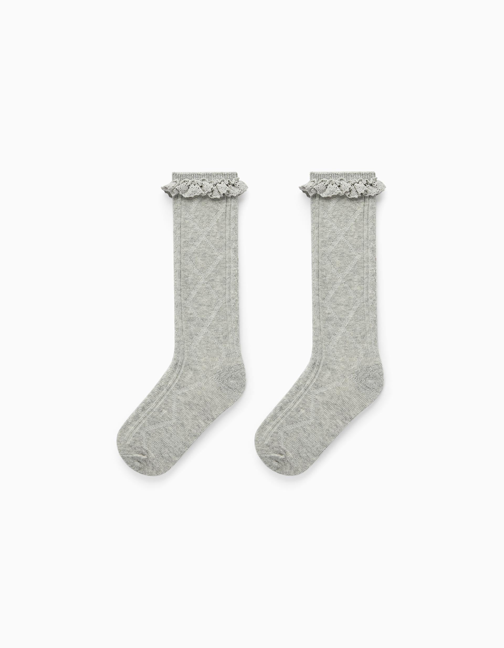 HIGH SOCKS FANTASY, LIGHT GREY, 23/26