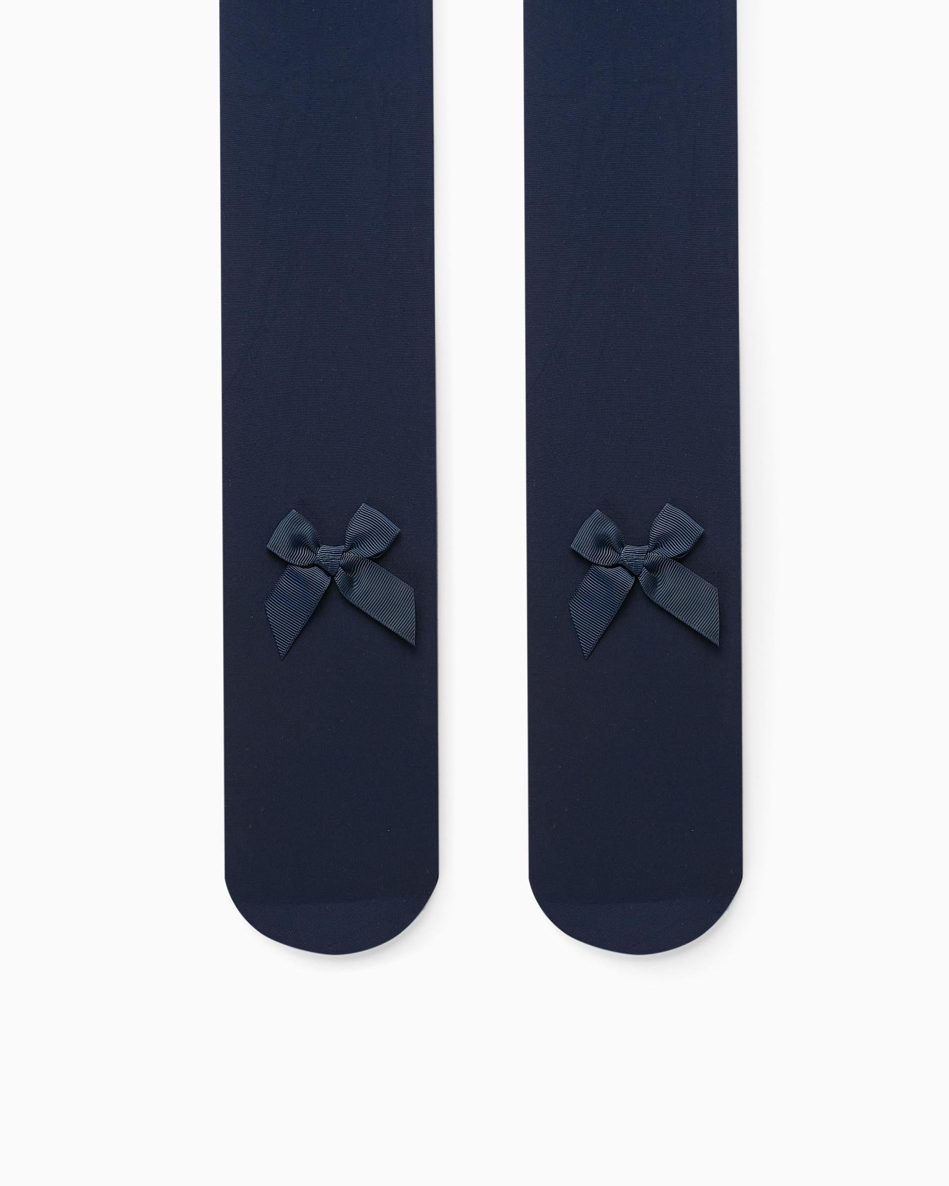 Tights with Bow for Girls, Dark Blue