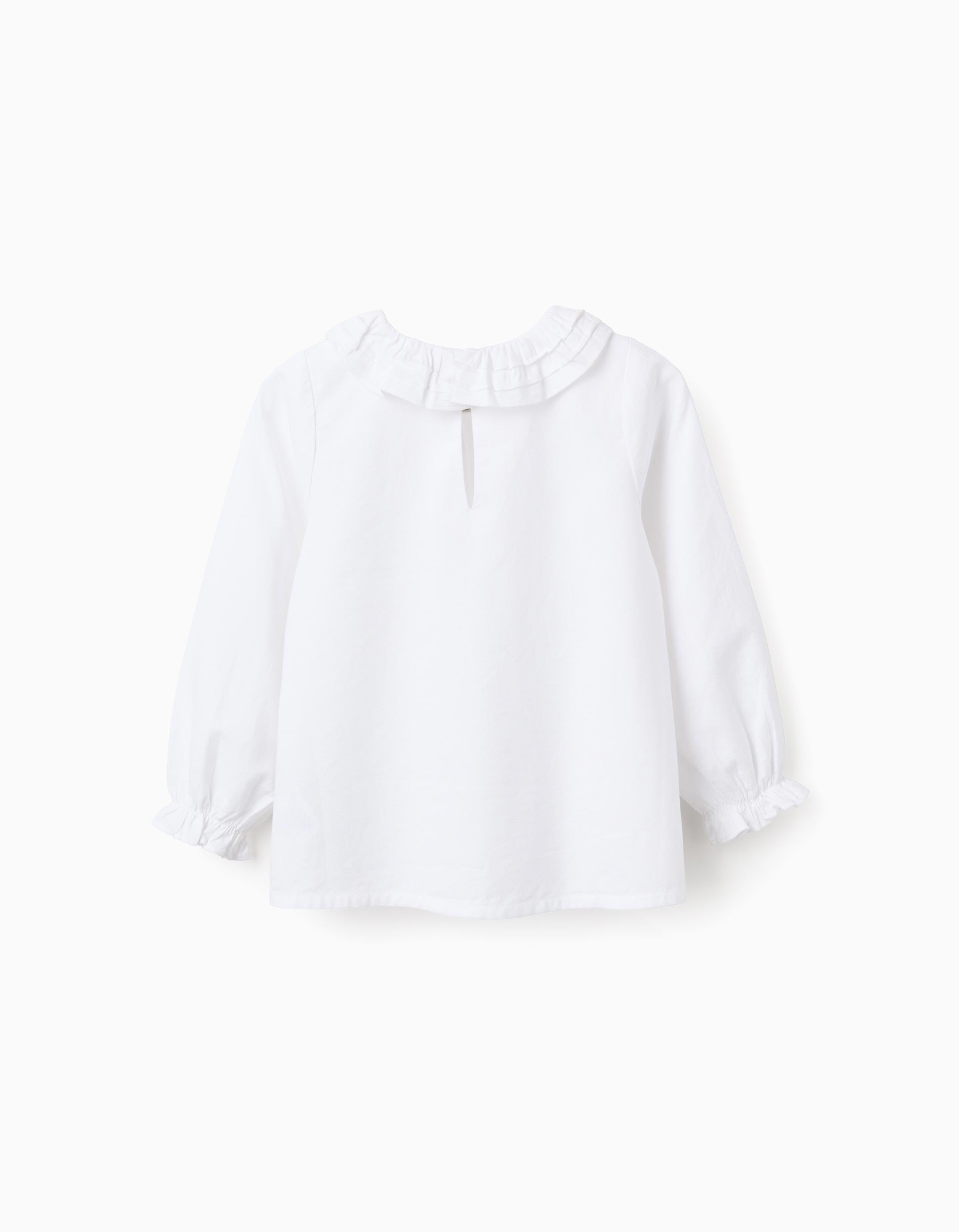 Cotton Twill Blouse for Girls, White
