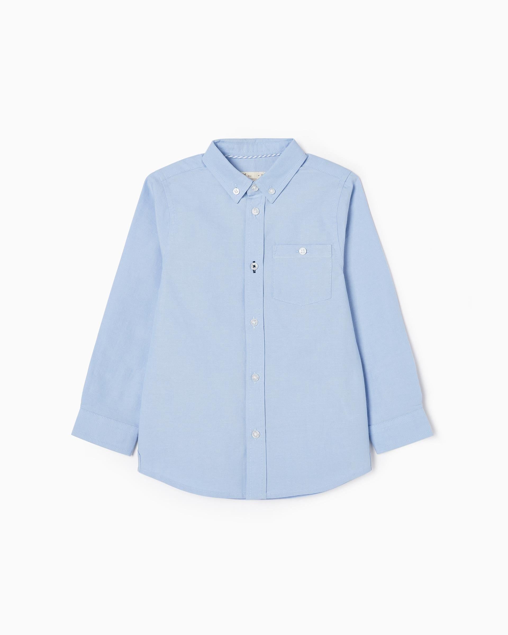 Long Sleeve Cotton Shirt for Boys, Blue