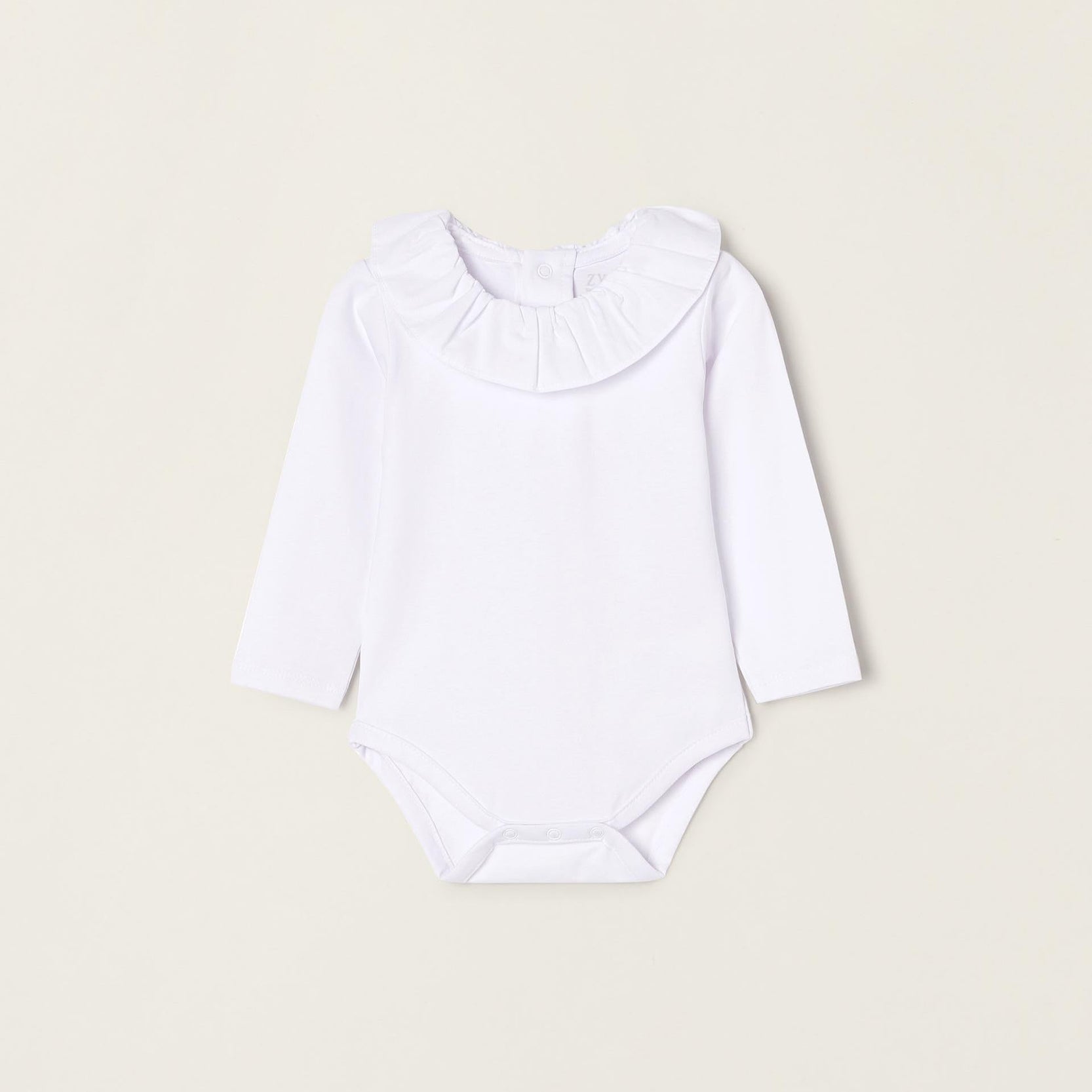 Bodysuit-Blouse with Ruffles in Cotton for Newborn Girls, White