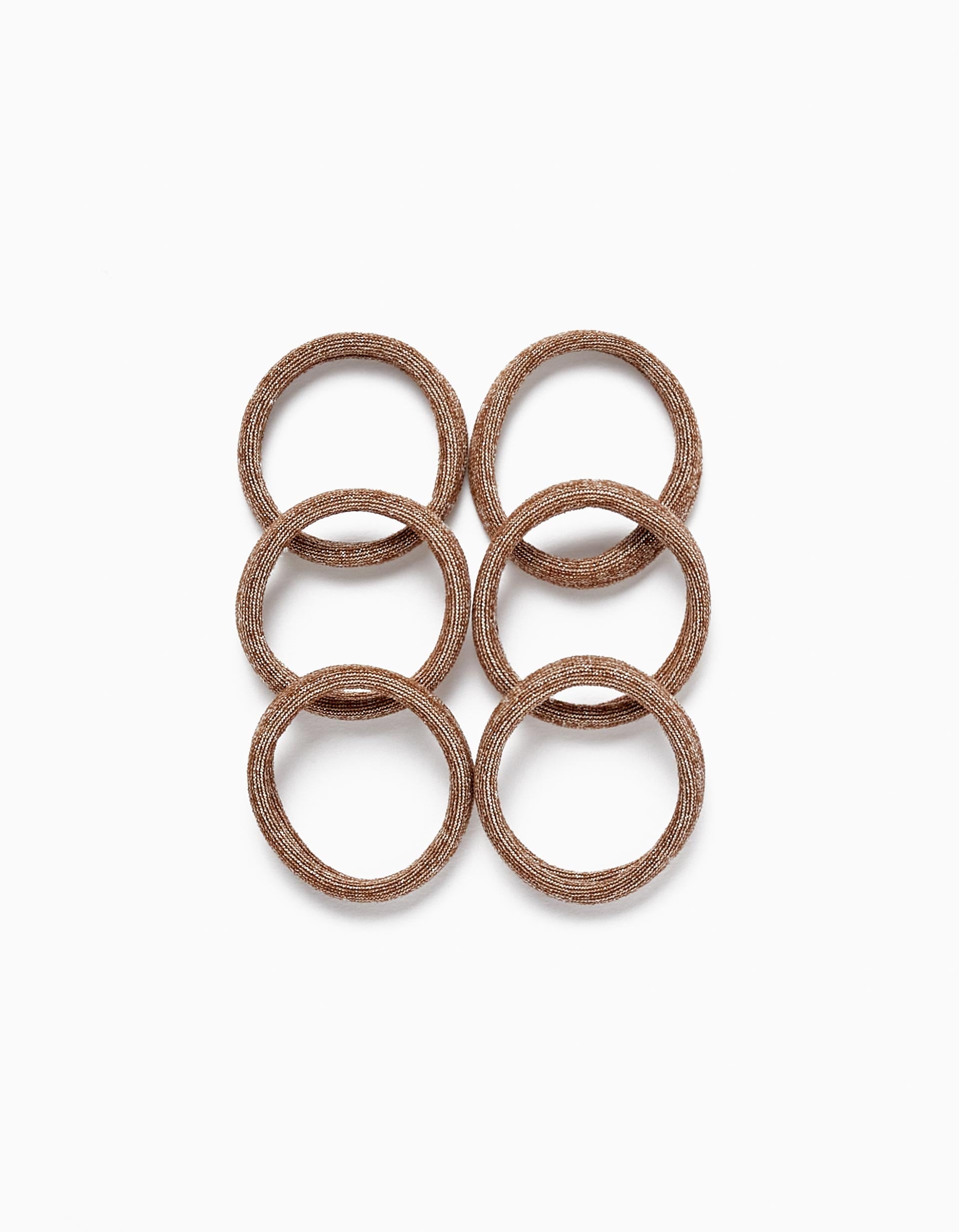 6-Pack Hair Bobbles for Babies and Girls, Brown/Gold