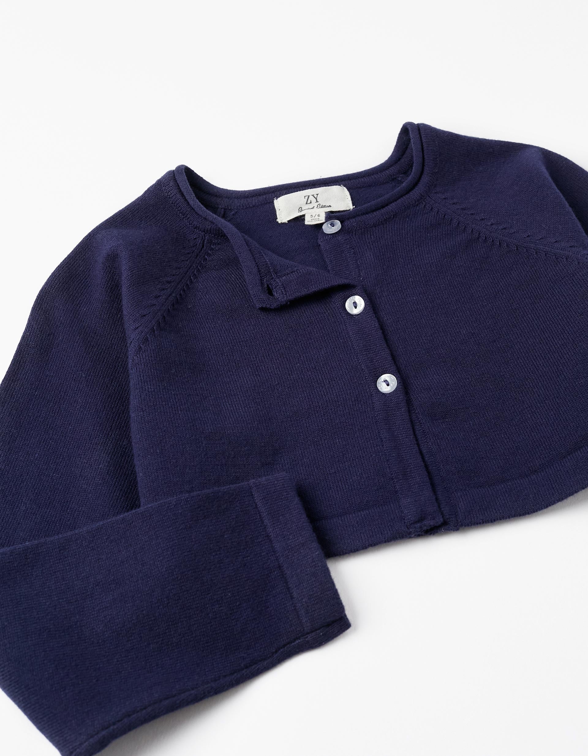 Knitted Bolero Jacket for Girls, Dark Blue