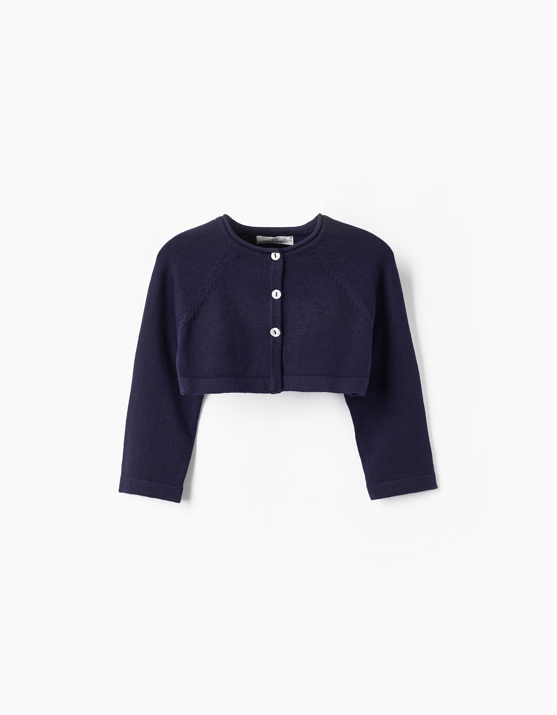Knitted Bolero Jacket for Baby Girls, Dark Blue