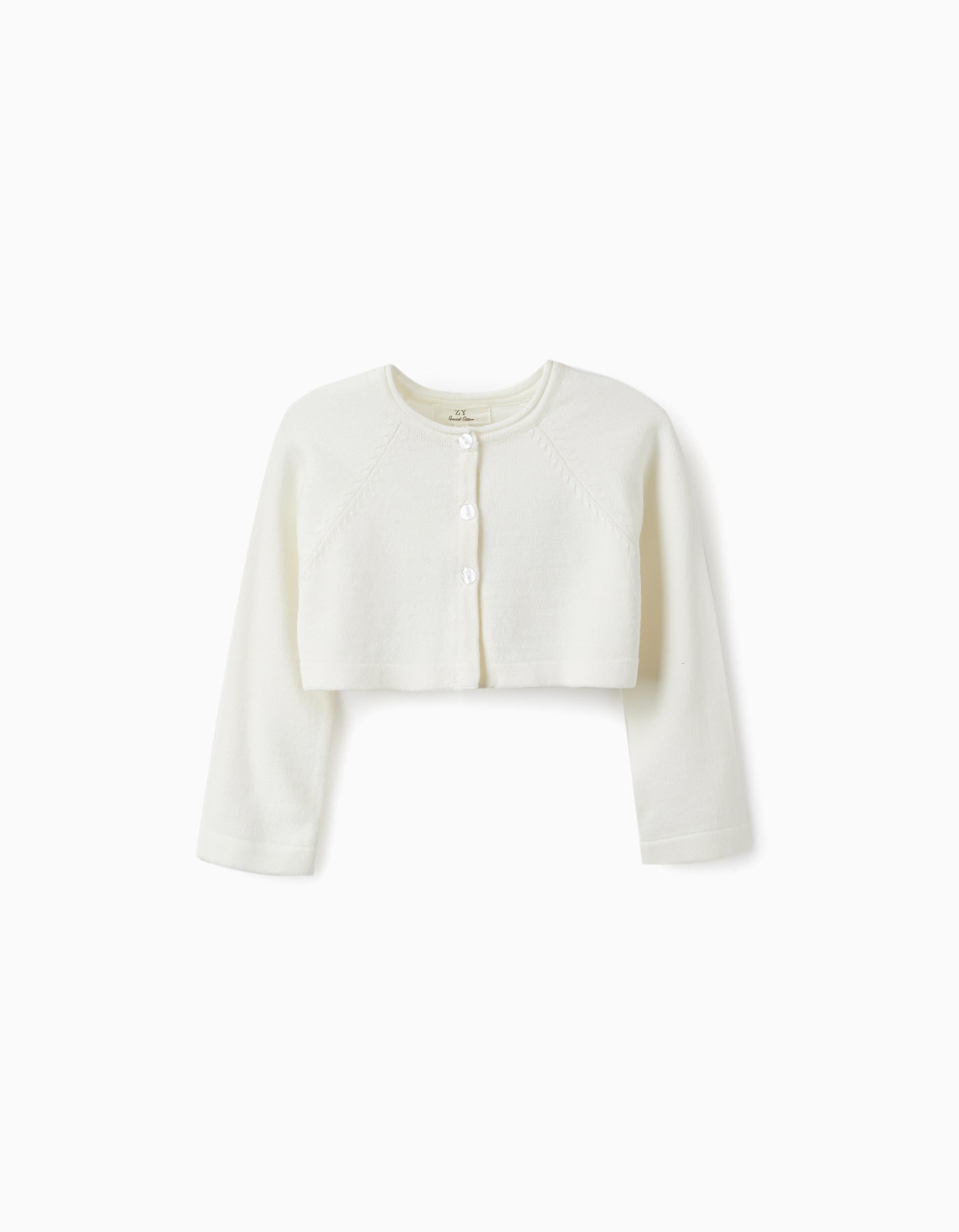 Knitted Bolero Jacket for Baby Girls, White