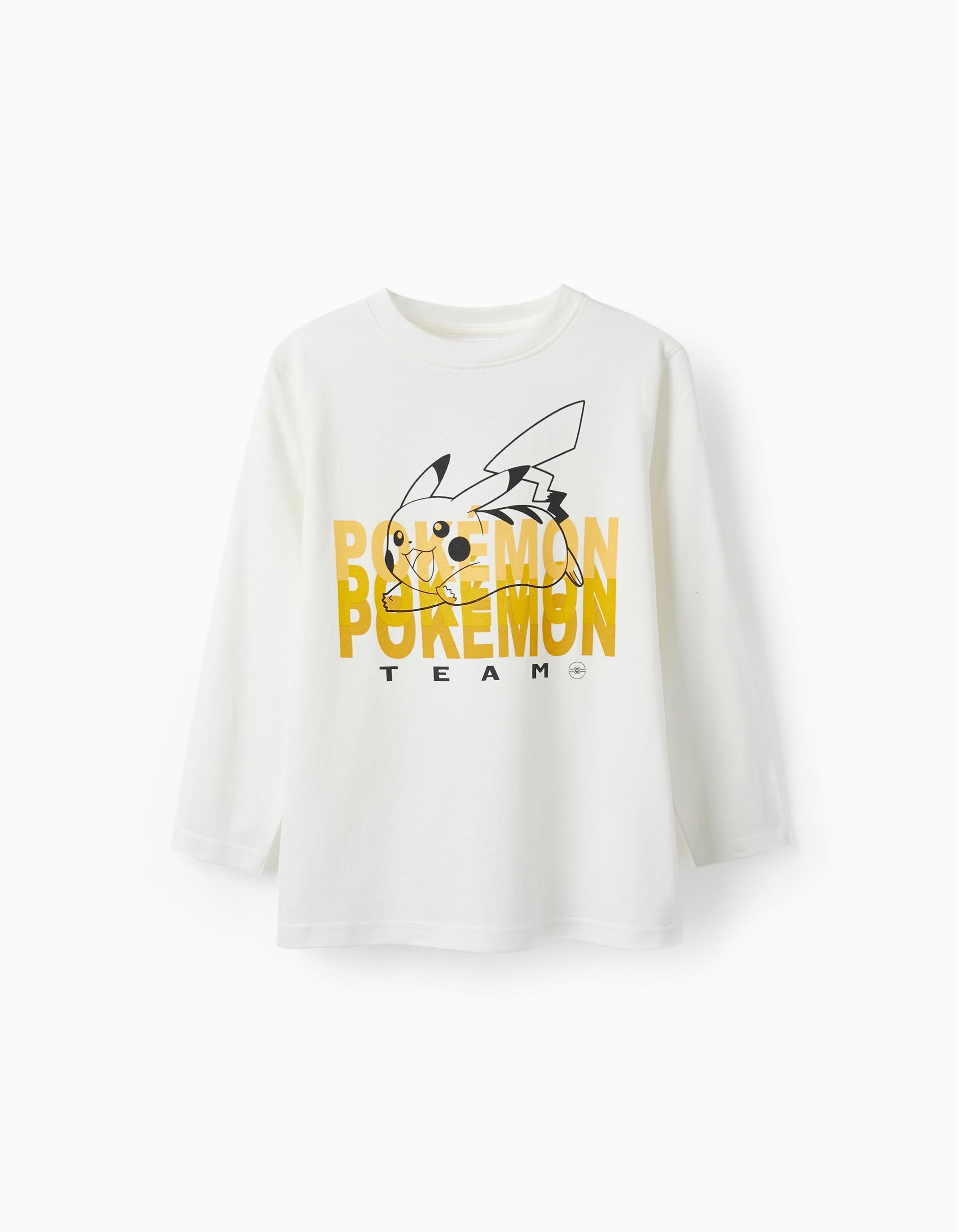 Long Sleeve Cotton T-Shirt for Boys 'Pokémon', White
