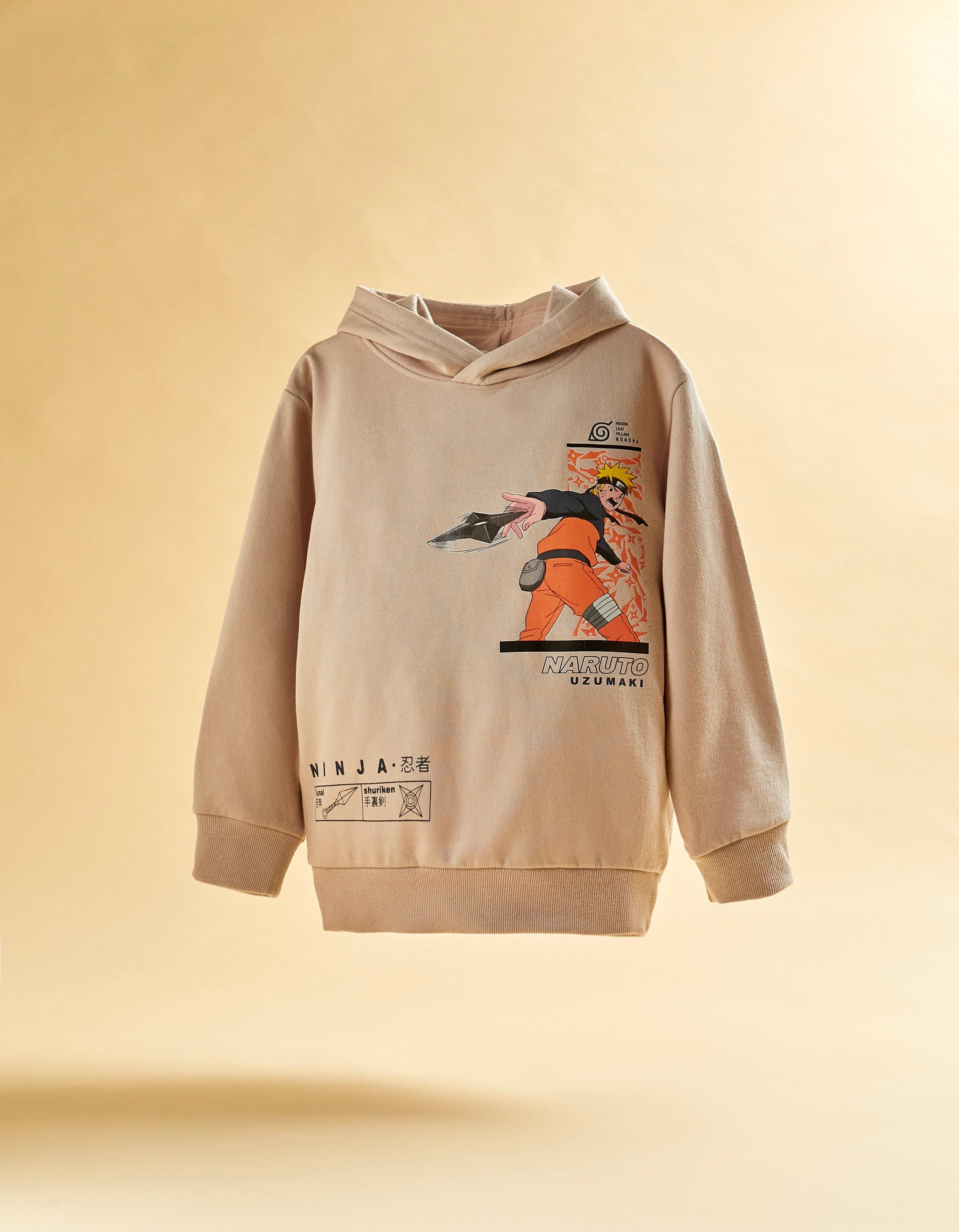 Sweatshirt with Hood in Cotton for Boys 'Naruto', Beige
