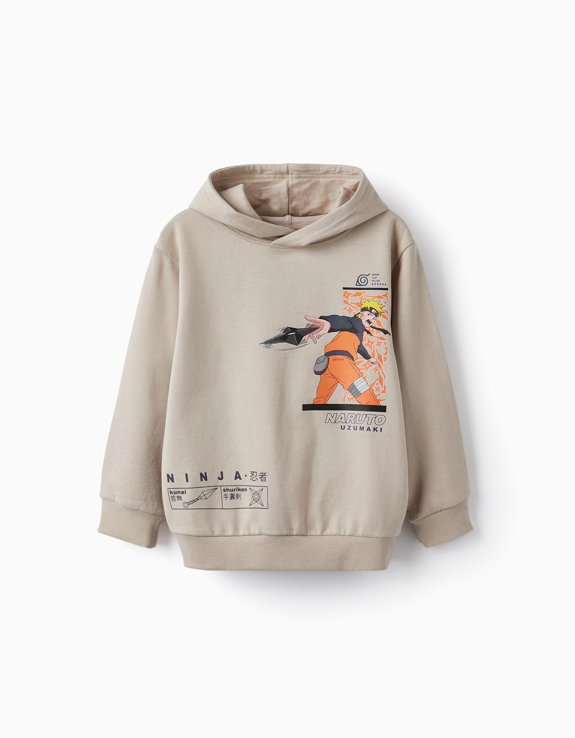 Sweatshirt with Hood in Cotton for Boys 'Naruto', Beige