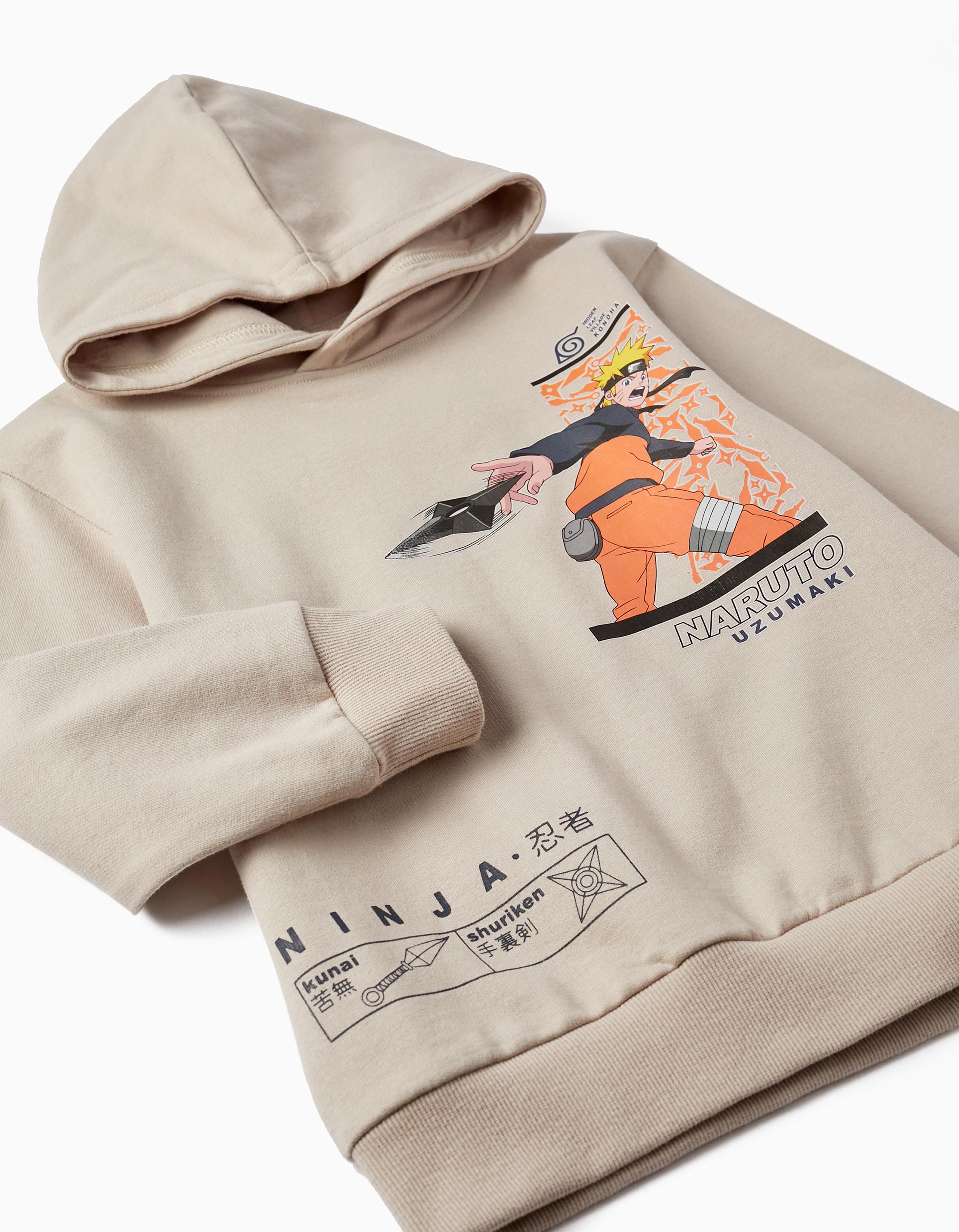 Sweatshirt with Hood in Cotton for Boys 'Naruto', Beige