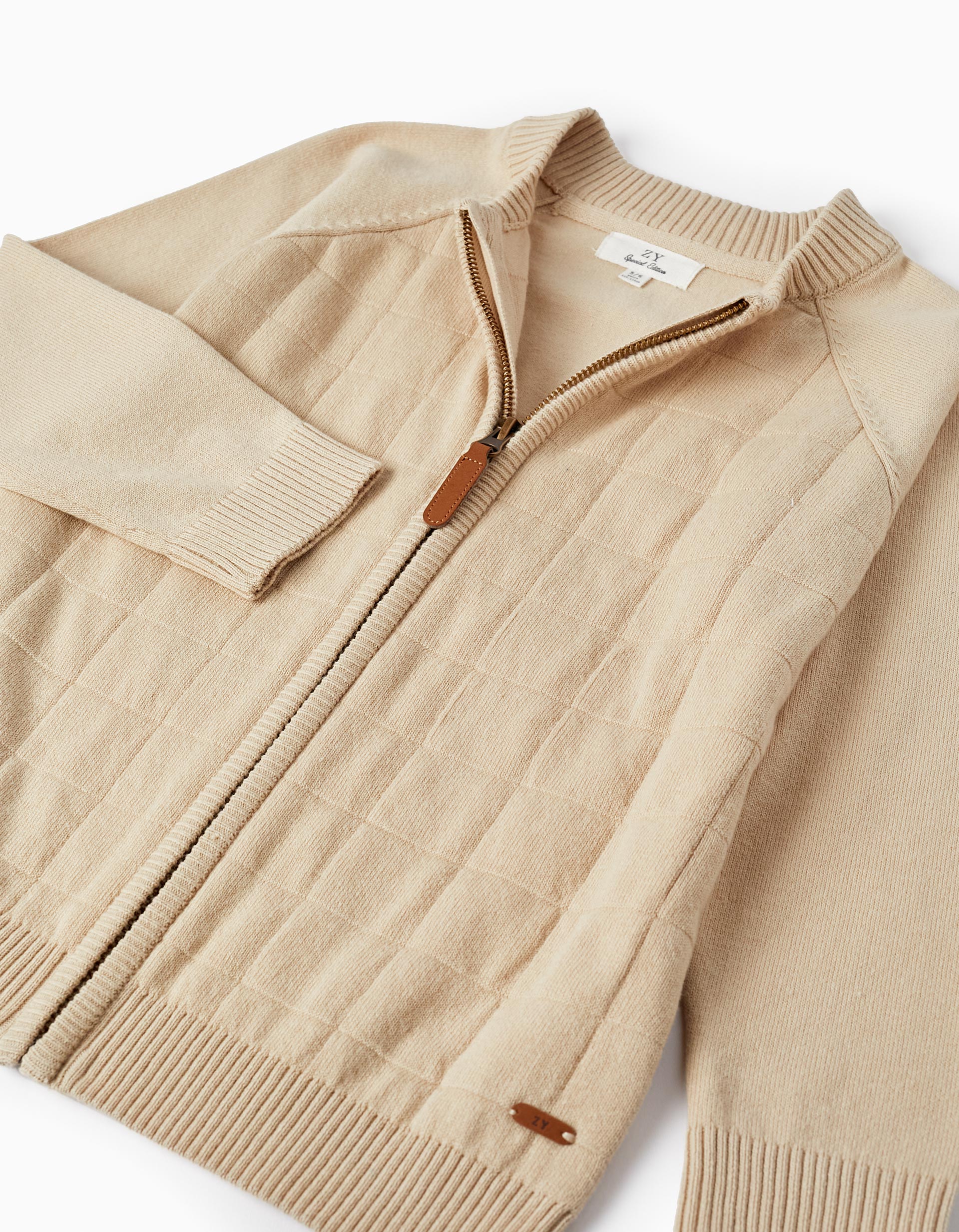 Knitted Cardigan for Boys, Beige