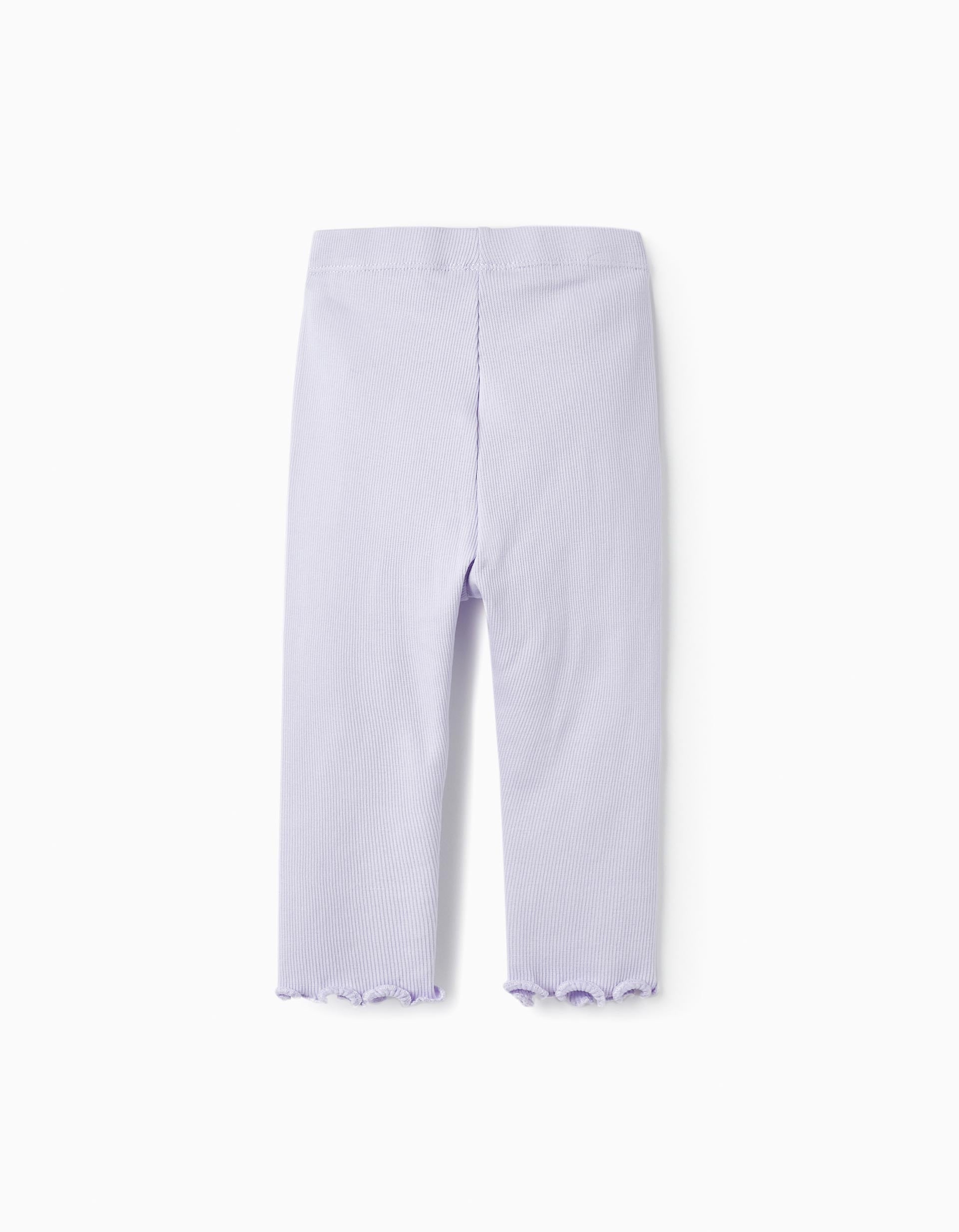 Ribbed Leggings for Baby Girls, Lilac