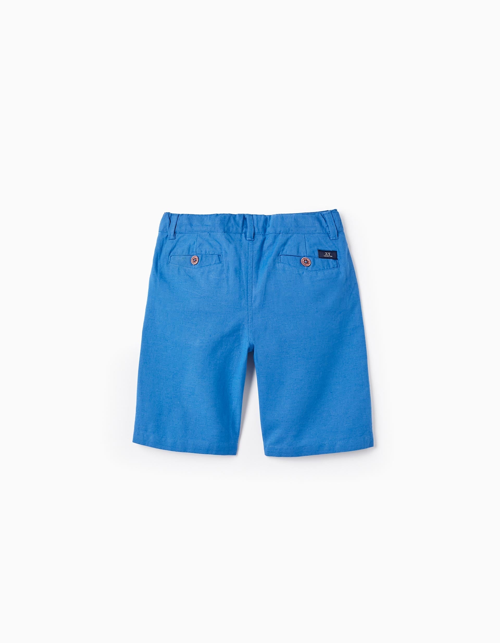 Cotton and Linen Chino Shorts for Boys 'Long', Blue
