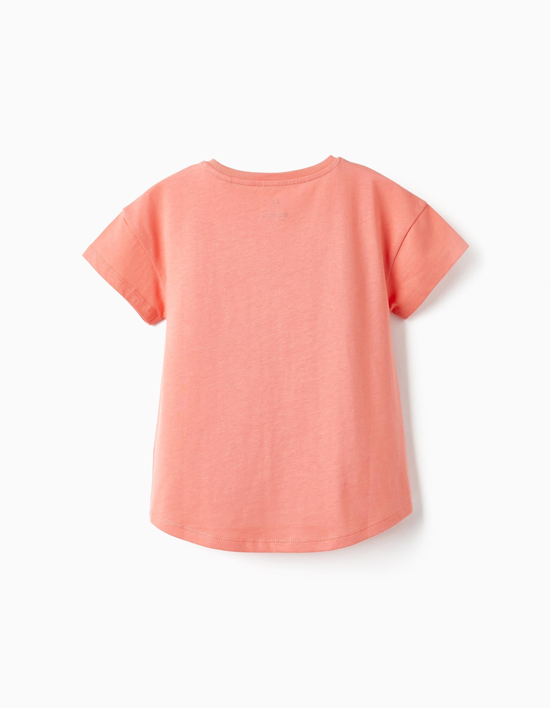 Cotton T-Shirt for Girls 'Have a Blooming Day!', Coral
