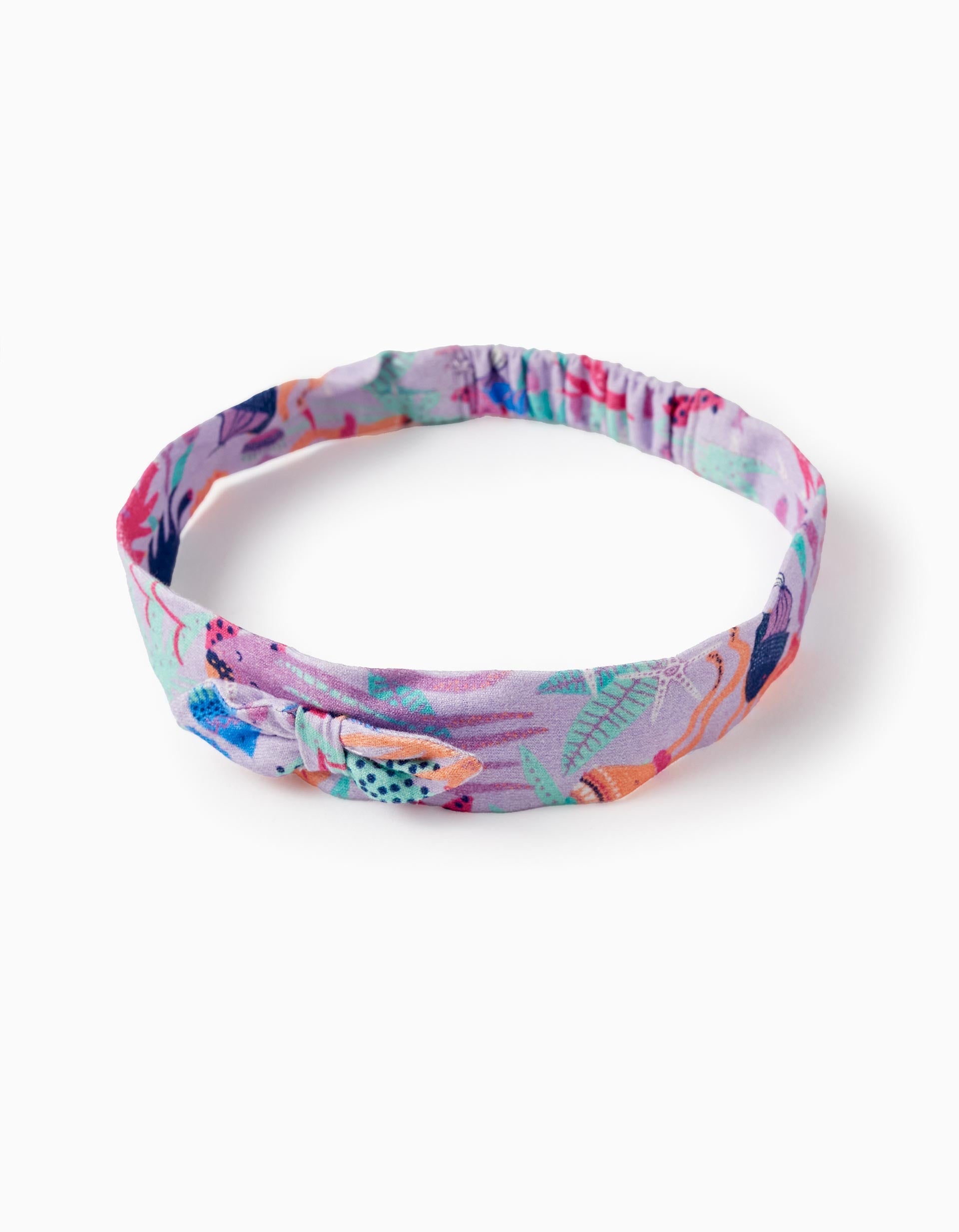 Printed Dress + Hair Ribbon for Baby Girls 'Sea', Lilac