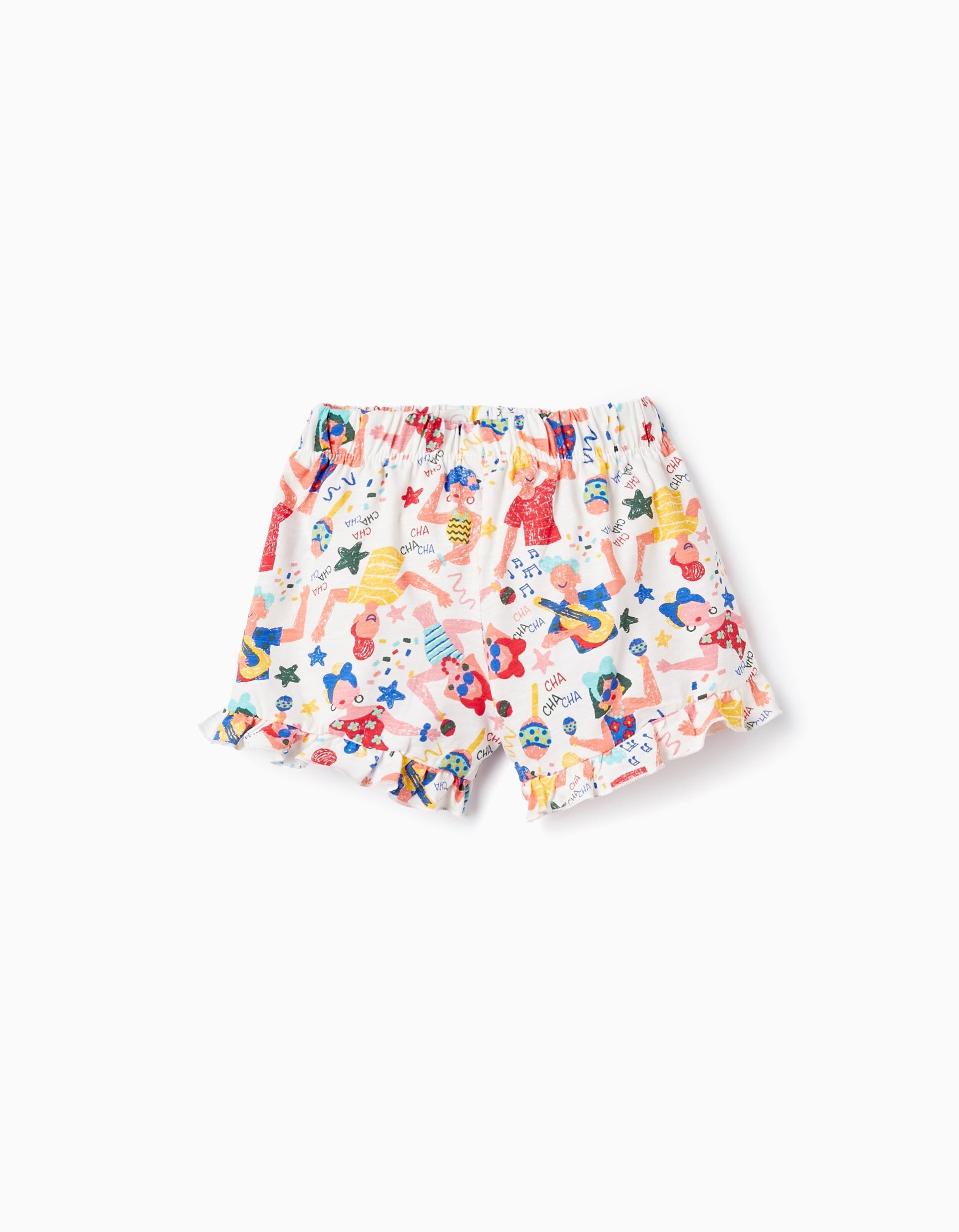 Cotton Shorts with Print for Girls 'Cuba', White