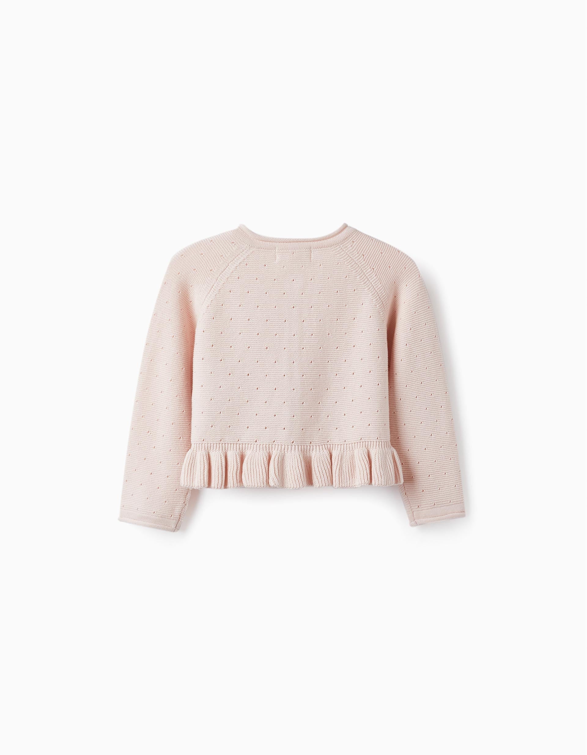 Knitted Bolero Jacket with Ruffle for Baby Girls, Light Pink