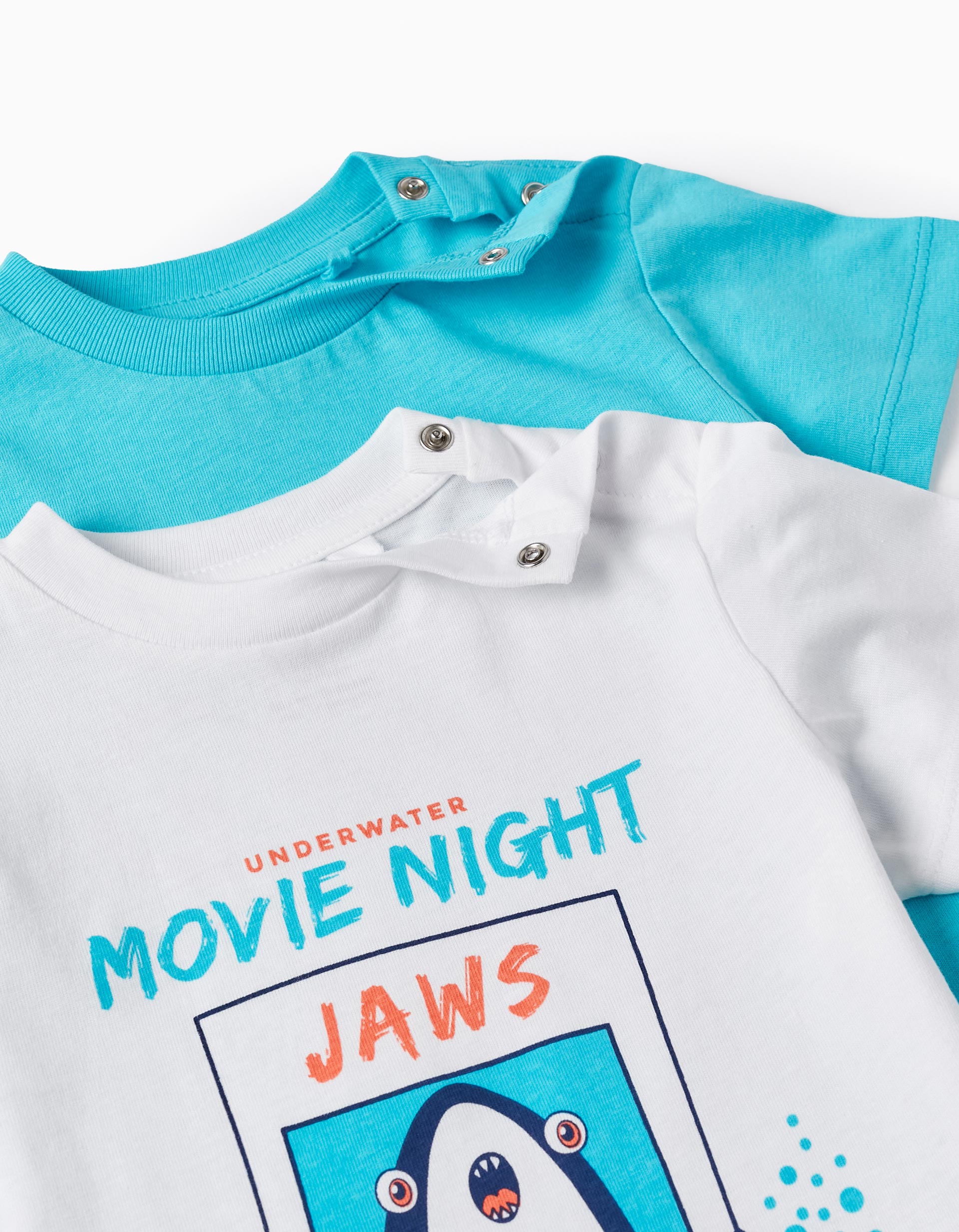 2 Cotton T-shirts for Baby Boys 'Sea Animals', White/Blue