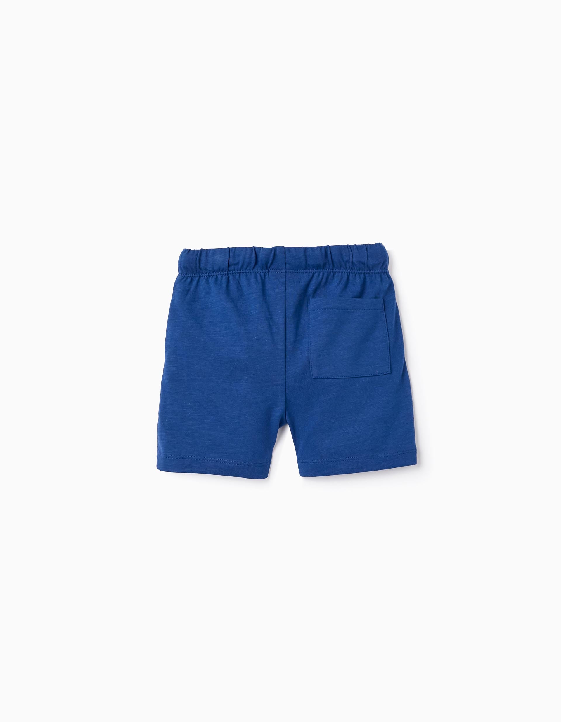 2 Cotton Sport Shorts for Baby Boys, Coral/Dark Blue