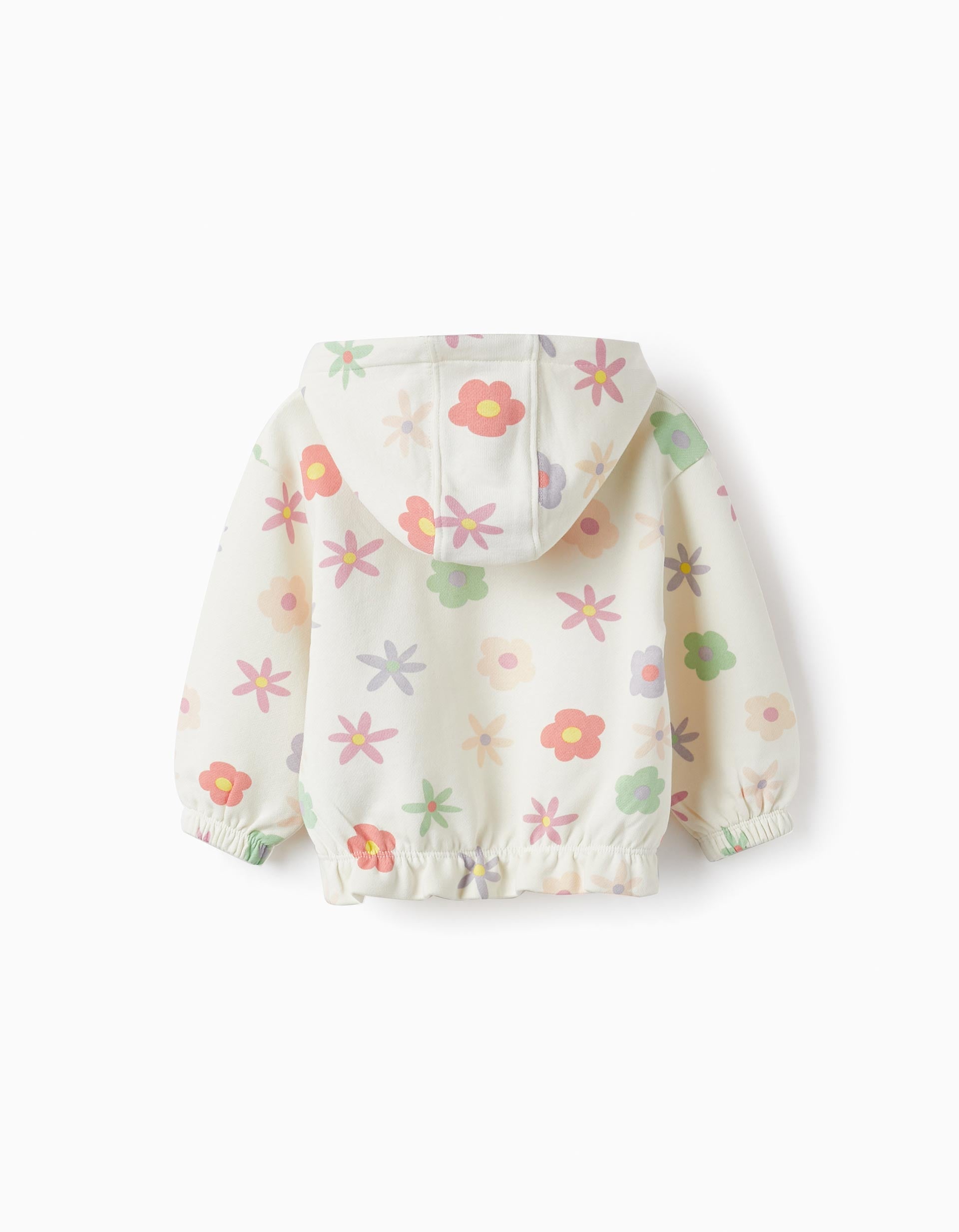 Hooded Jumper for Baby Girls 'Floral', White