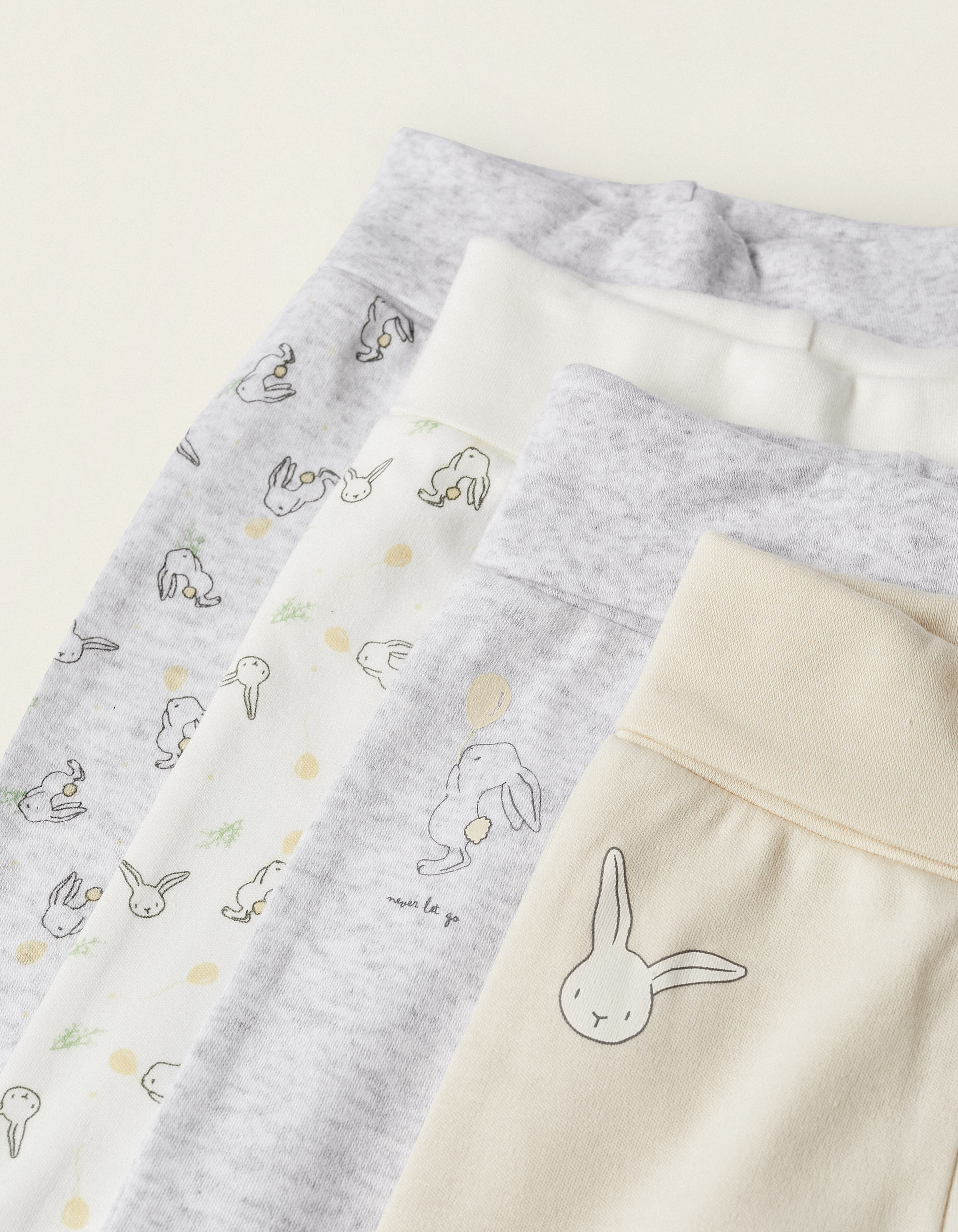 Pack of 4 Footed Trousers for Baby 'Bunnies', Multicolour