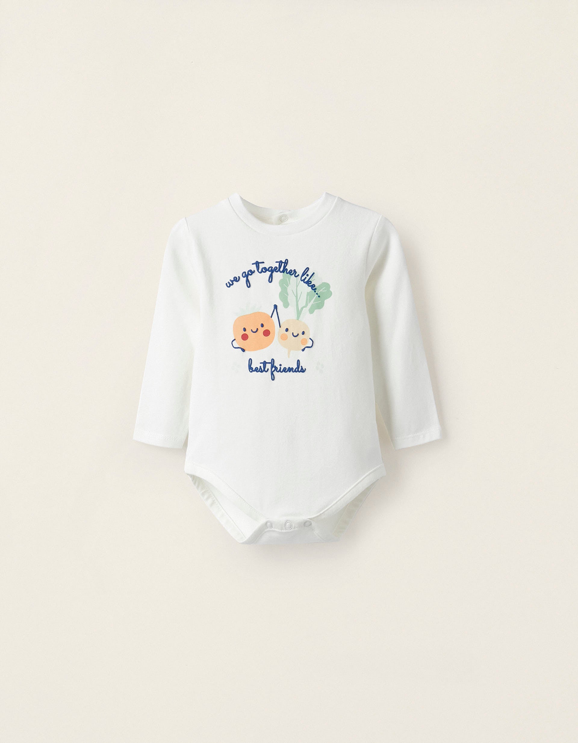 Cotton Jersey Bodysuit for Newborn Boys 'Best Friends', White