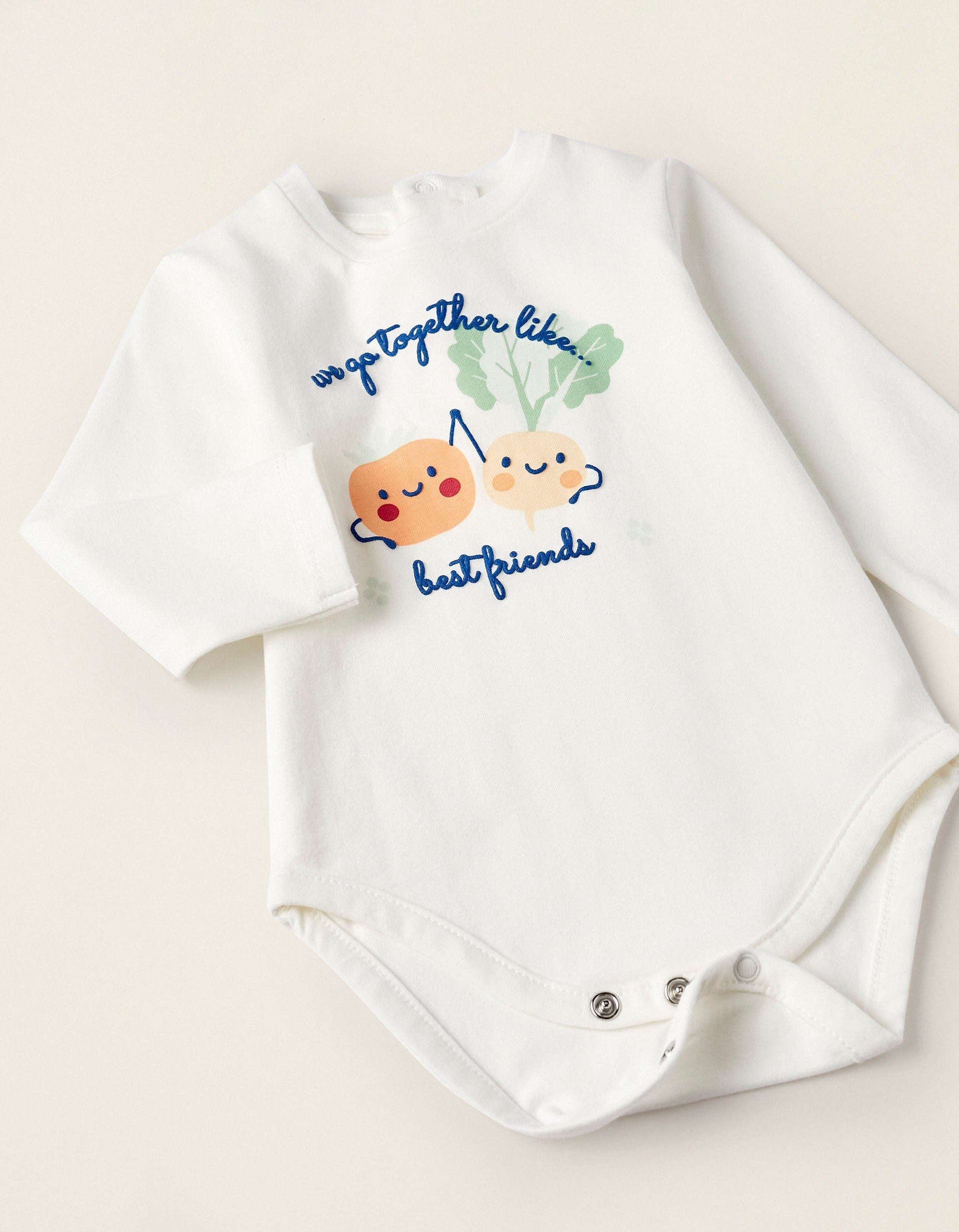 Cotton Jersey Bodysuit for Newborn Boys 'Best Friends', White