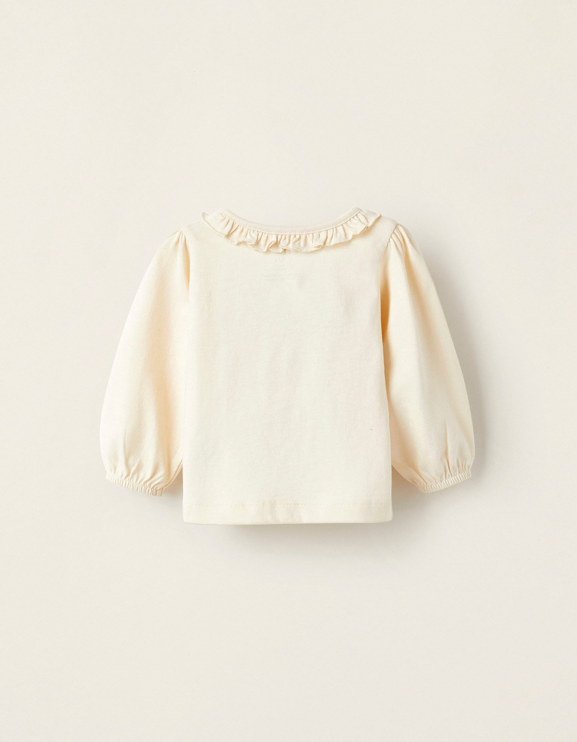 Long Sleeve T-Shirt for Newborn Girls 'Happy Together', Light Beige