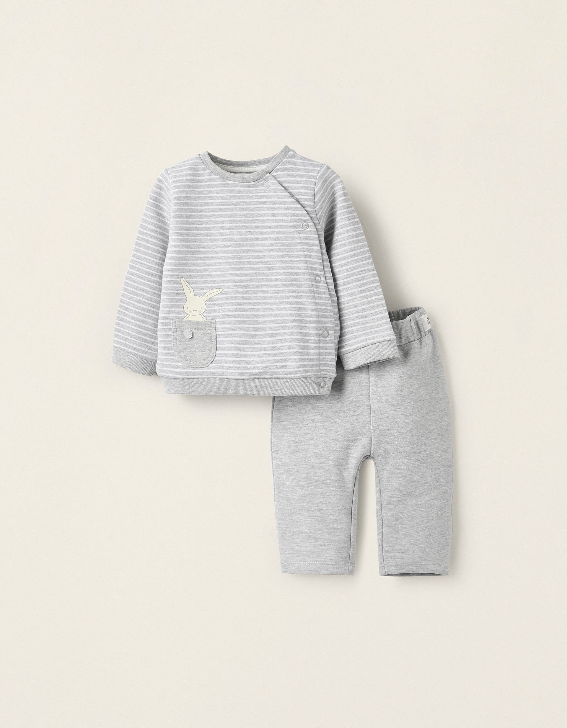 Jacket + Trousers for Newborn Girls 'Rabbit', Grey