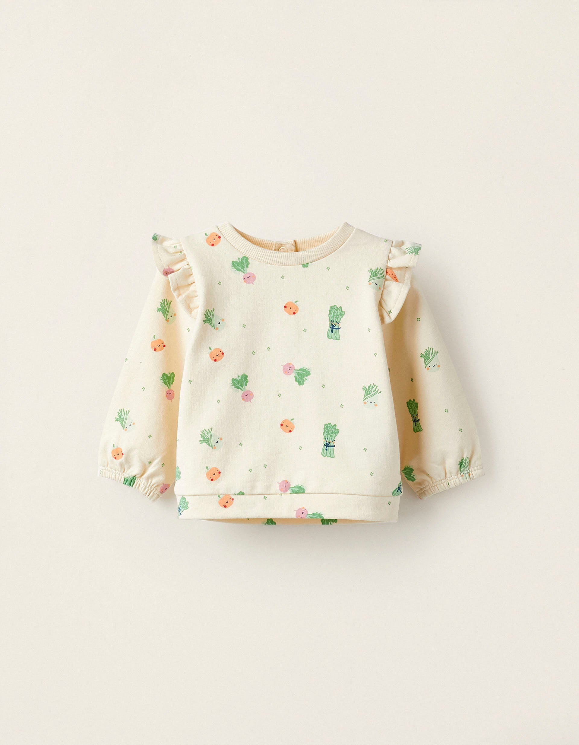 Long Sleeve Sweater for Baby Girls 'Legumes and Vegetables', Beige