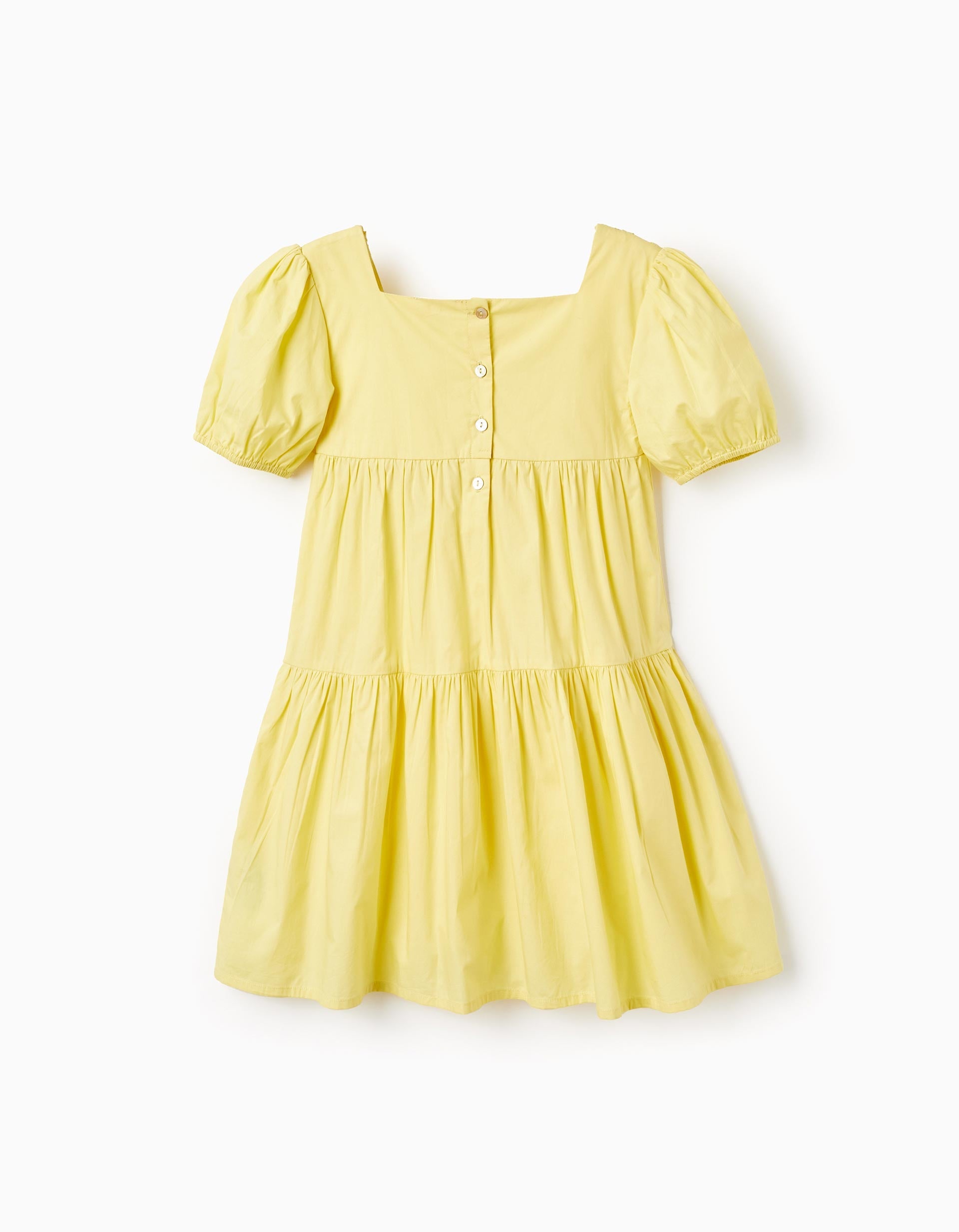 Cotton Textured Dress for Girls, Yellow