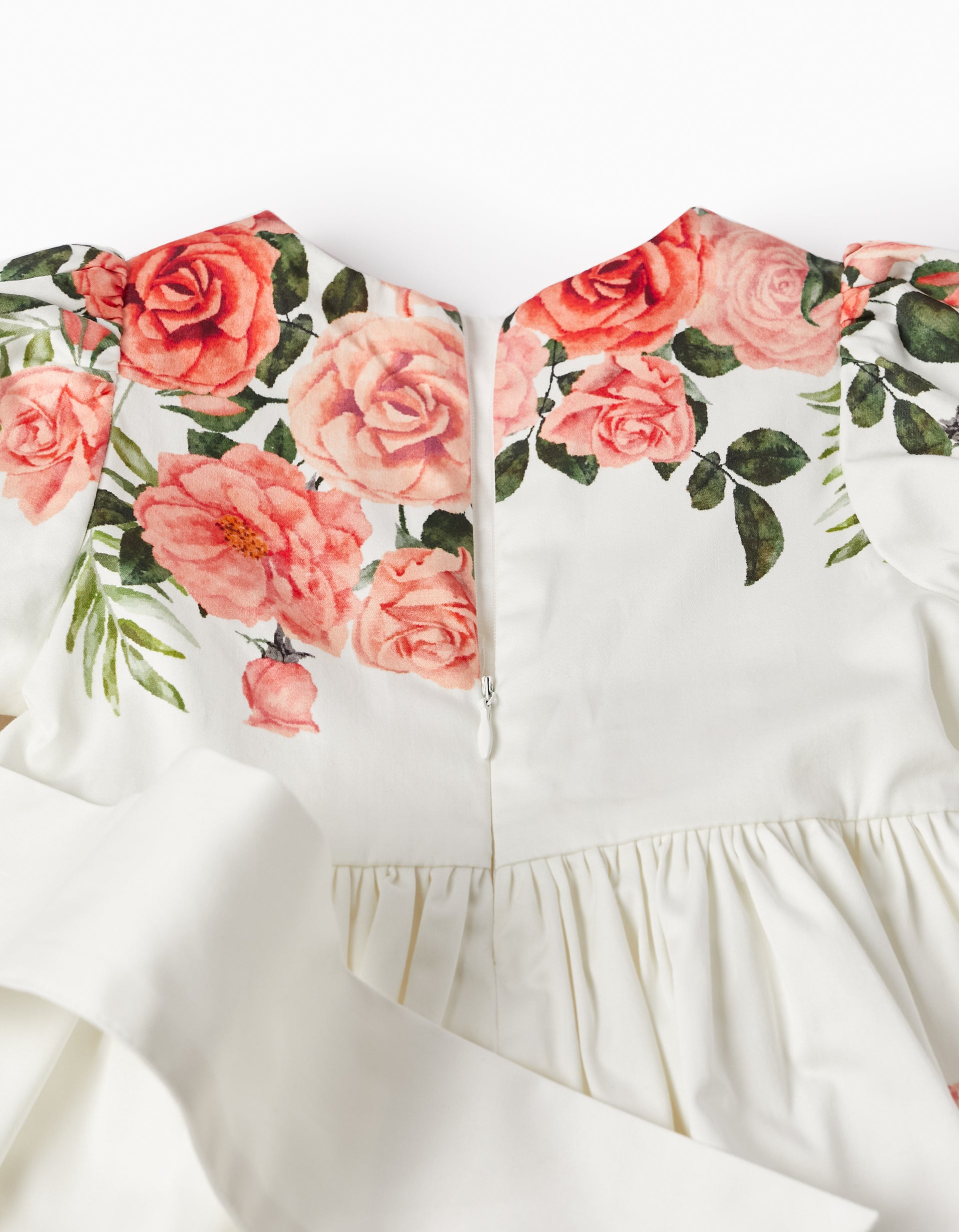 Short Sleeve Dress for Baby Girls 'Roses', White/Pink