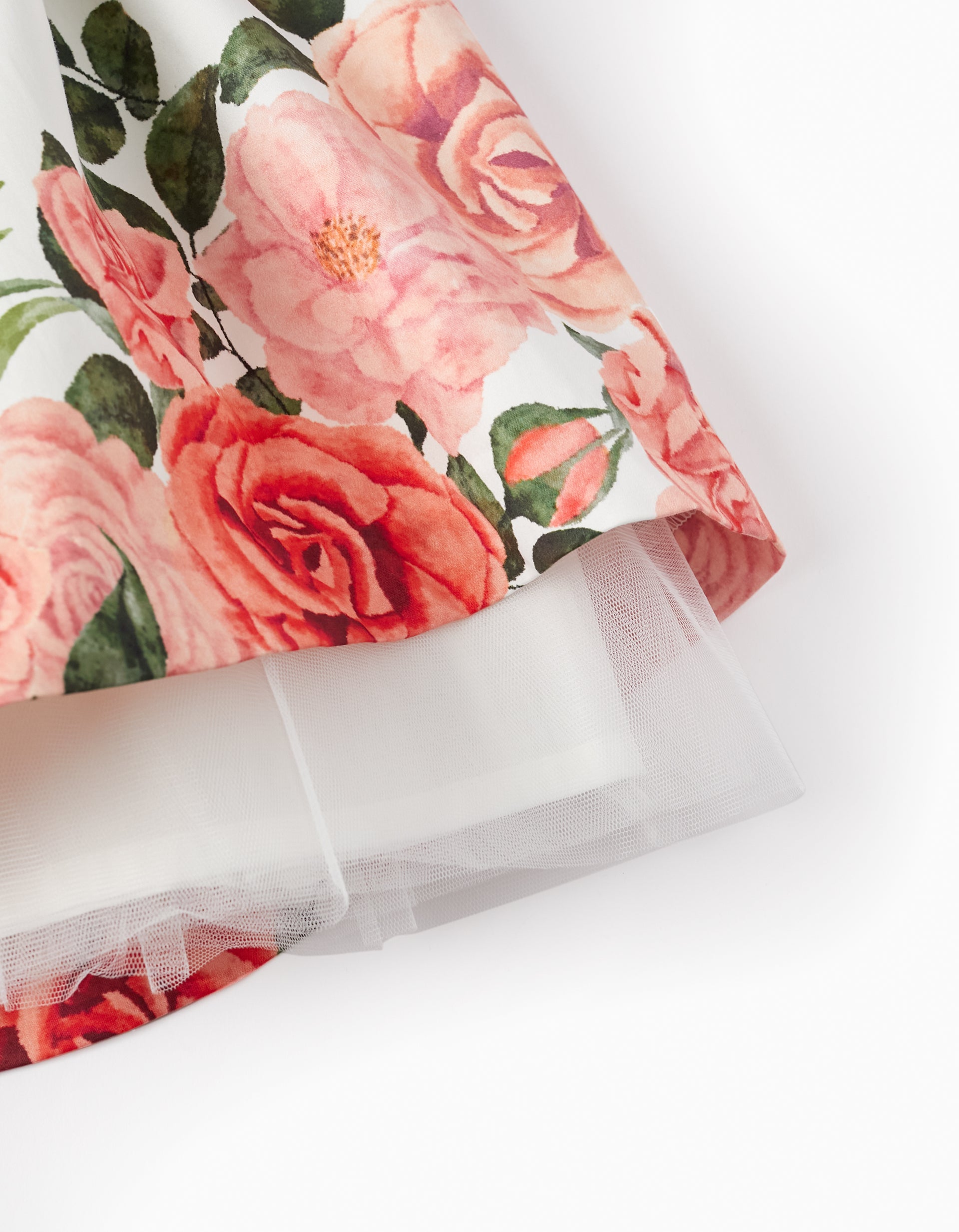 Short Sleeve Dress for Baby Girls 'Roses', White/Pink