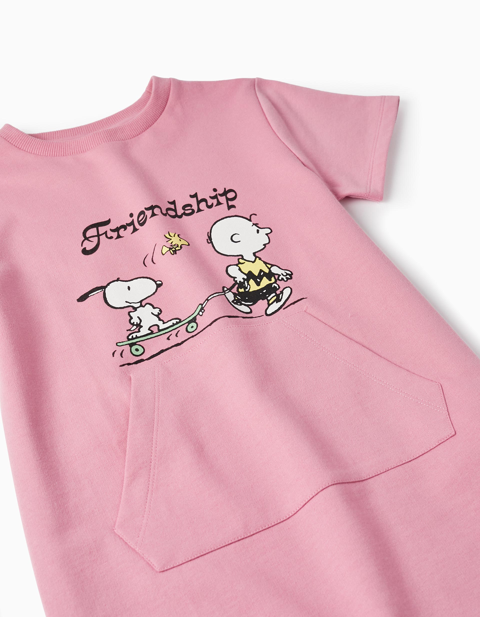 Cotton Dress for Girls 'Snoopy - Peanuts', Pink