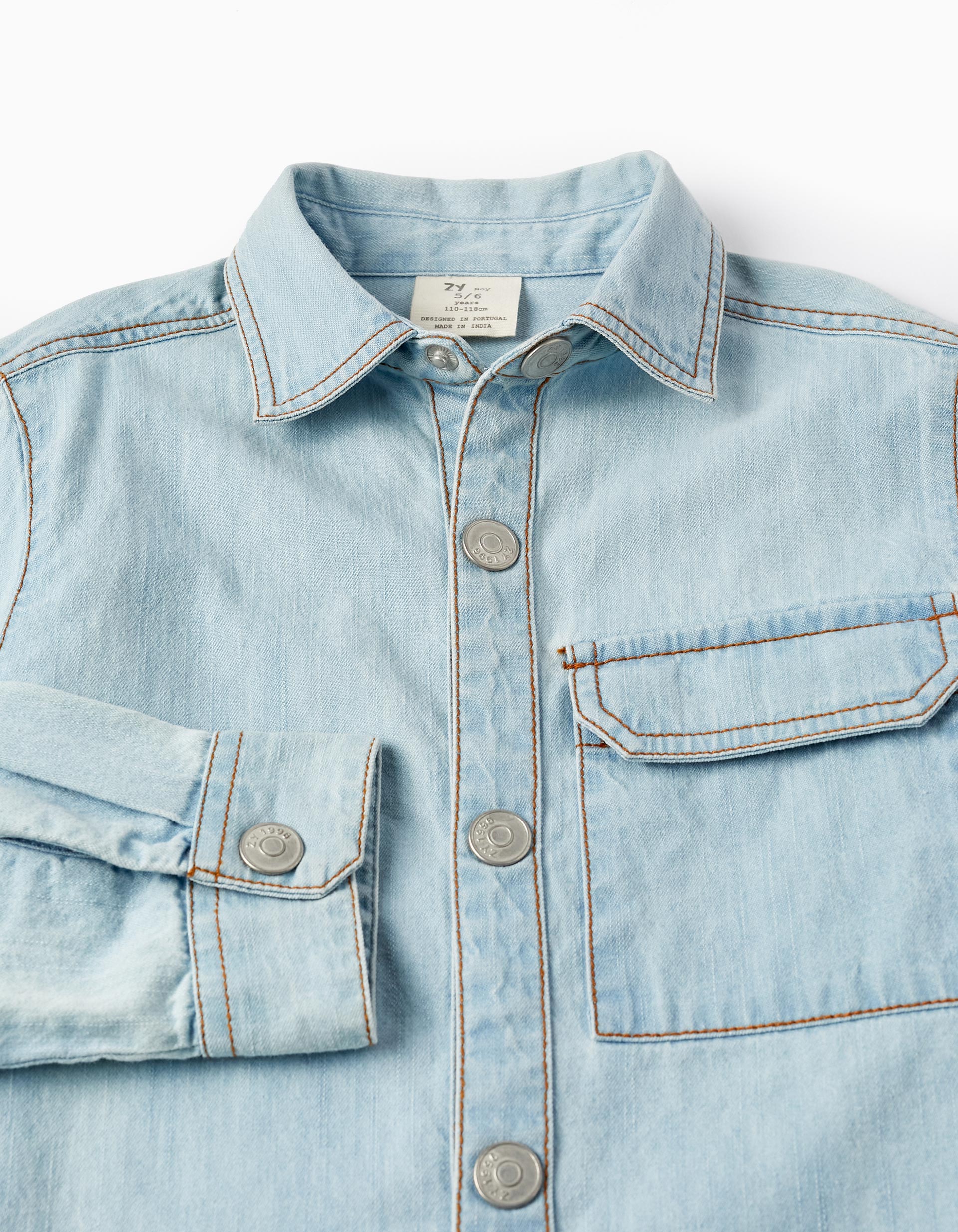 Denim Shirt with Pocket for Boys, Blue