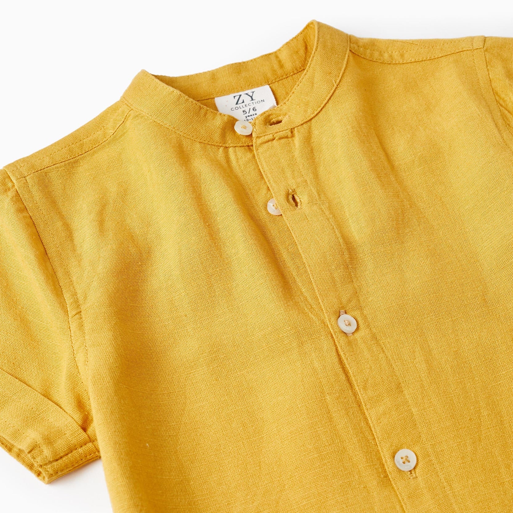 Short Sleeve Shirt with Linen for Boys, Yellow