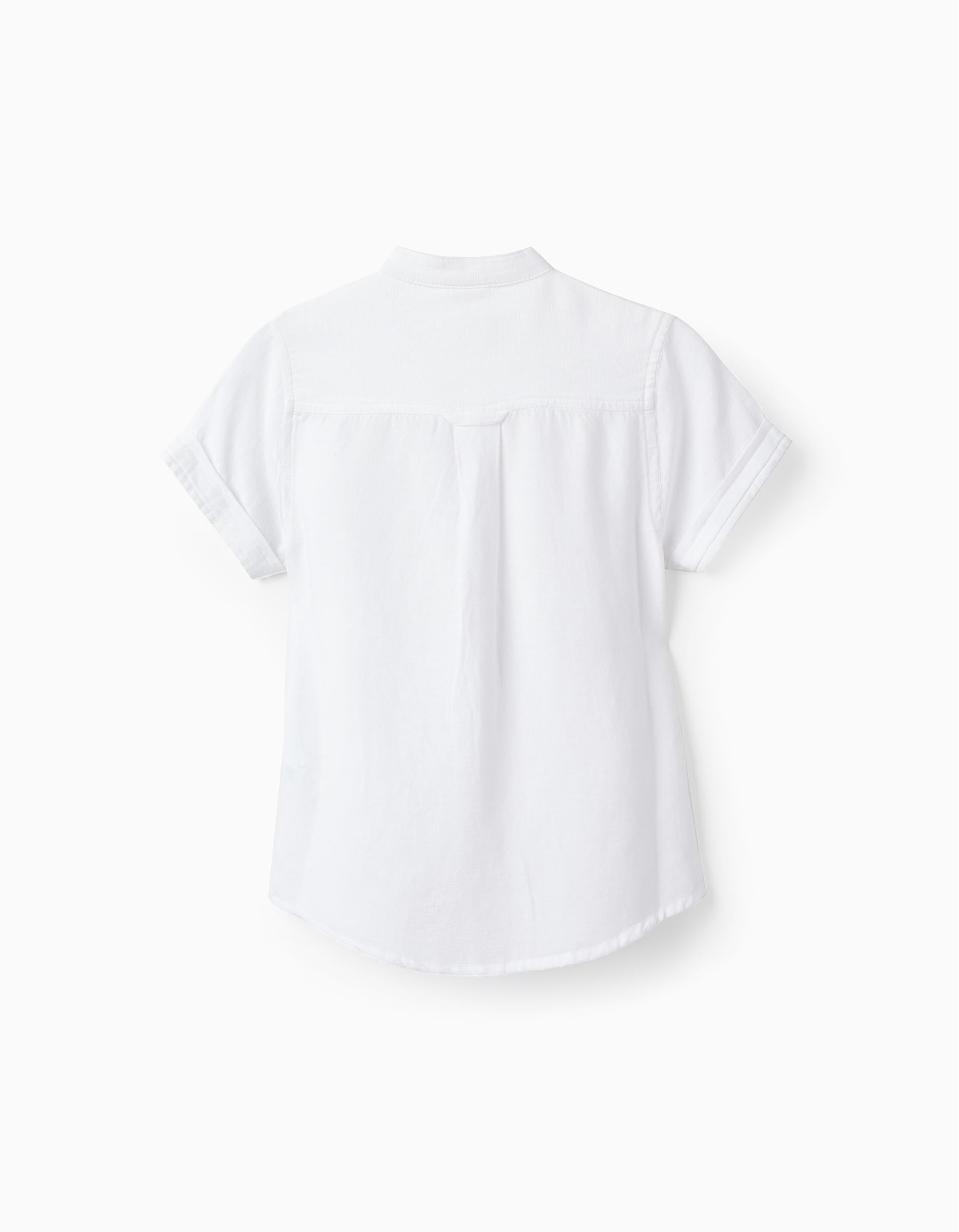 Short Sleeve Shirt with Linen for Boys, White