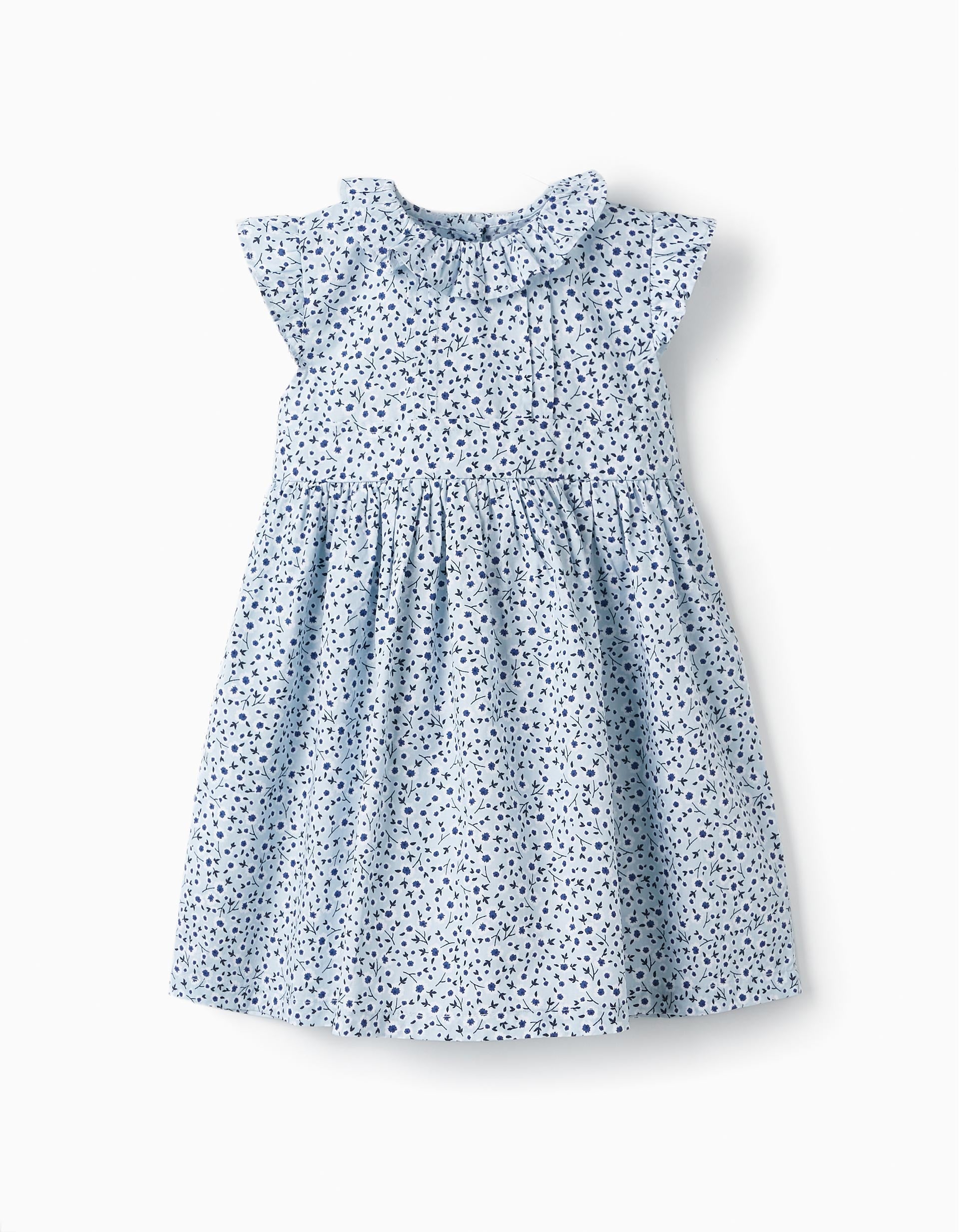 Floral Dress with Ruffles for Baby Girls, Light Blue