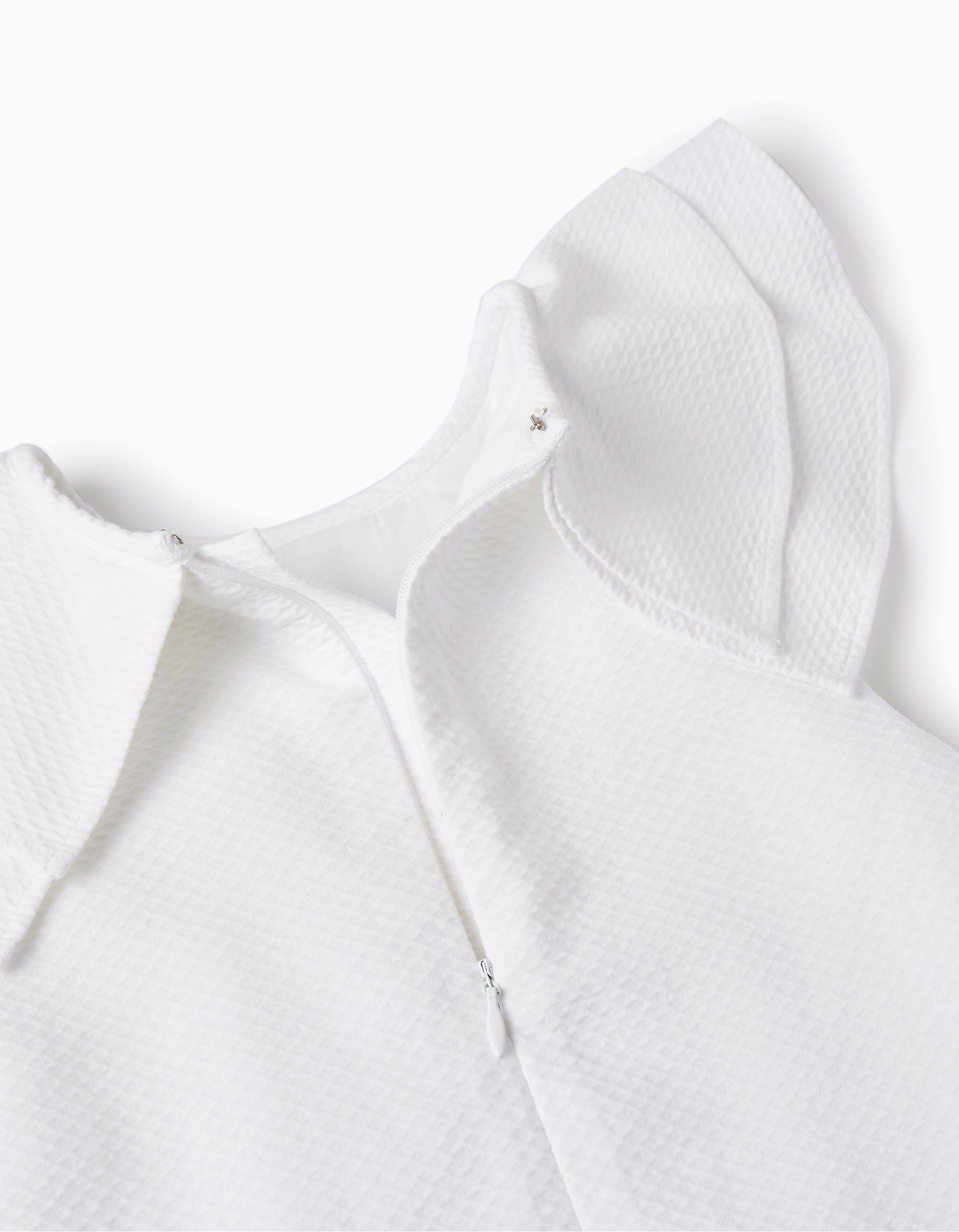 Cotton Dress with Ruffles for Girls 'Special Days', White