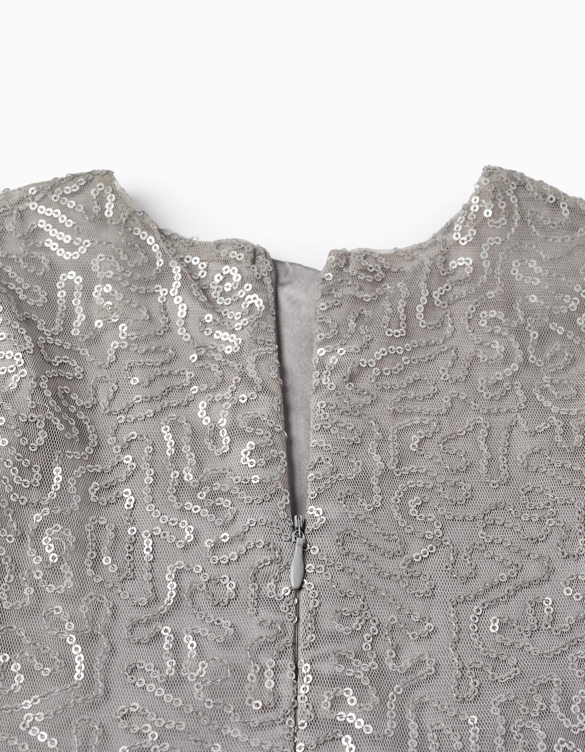 SS DRESS SEQUINS, GREY, 2/3