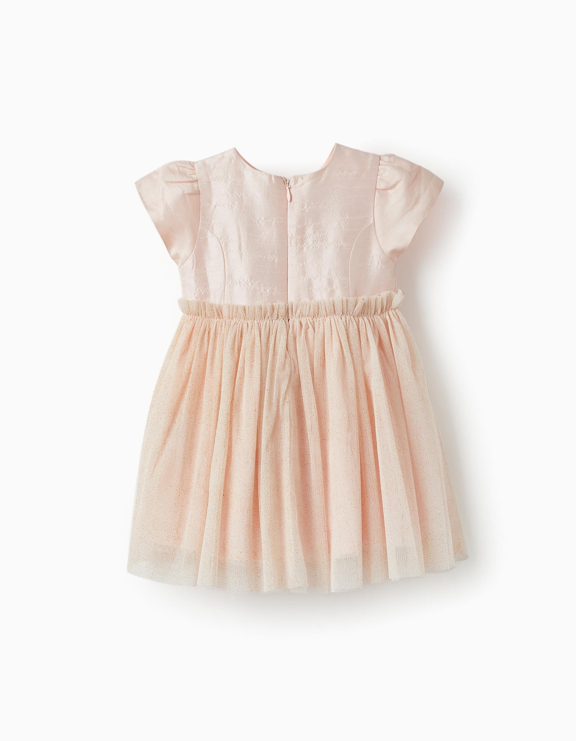 Dress with Tulle Skirt and Golden Glitter for Baby Girls, Pink