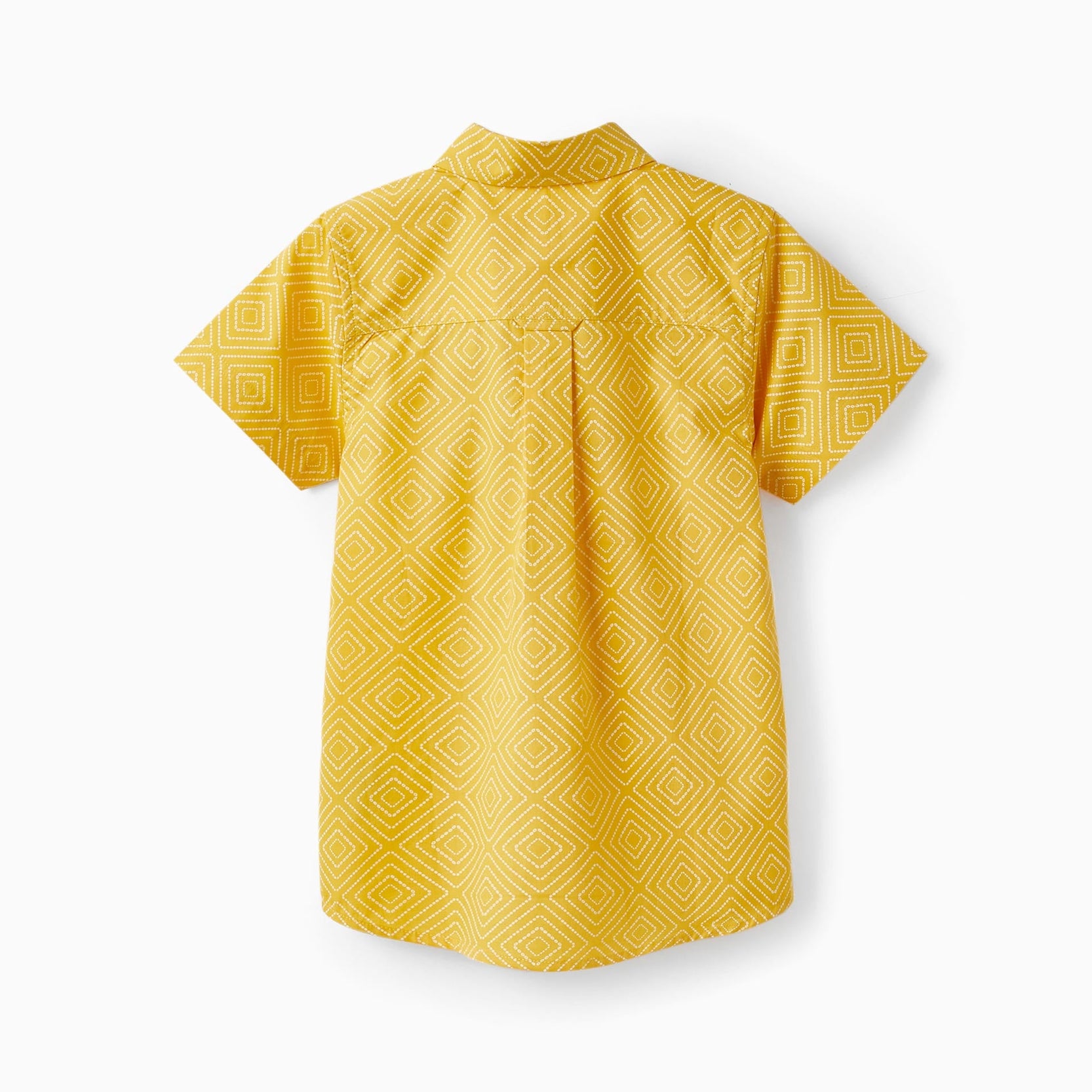 Short Sleeve Cotton Shirt for Boys, Yellow/White