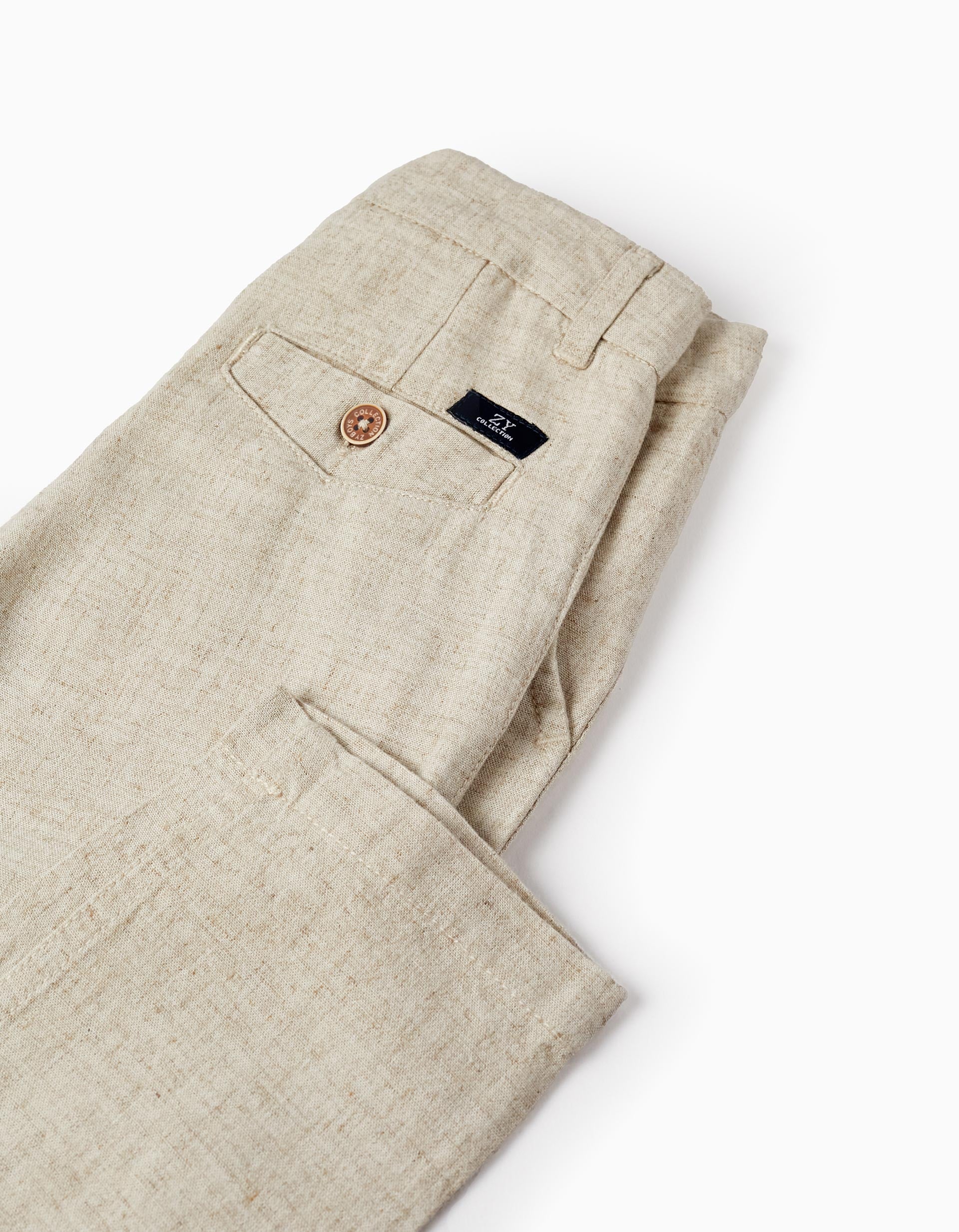 Chino Trousers with Linen for Boys 'Slim Fit', Beige