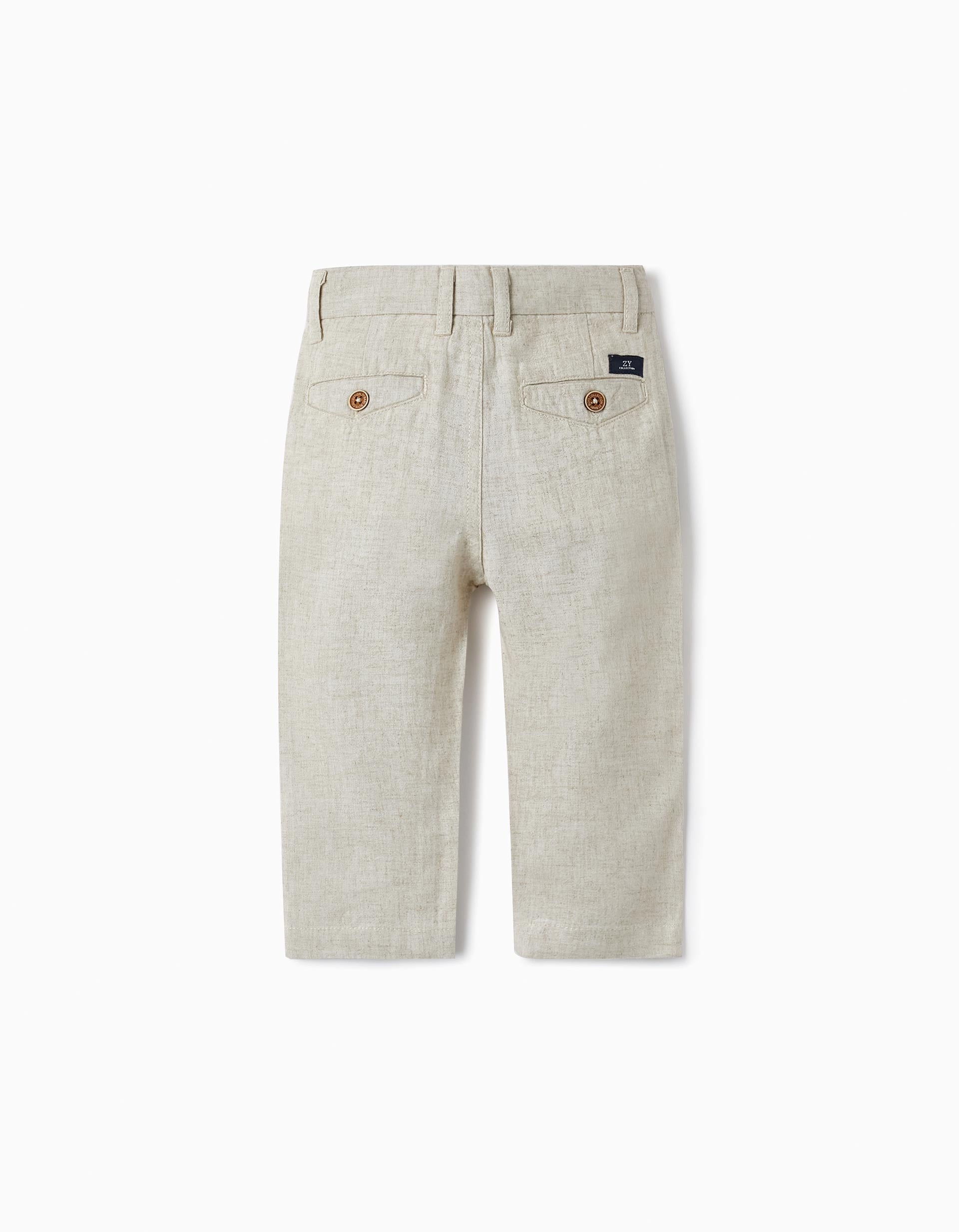 Trousers with Linen for Baby Boys 'Special Days', Beige