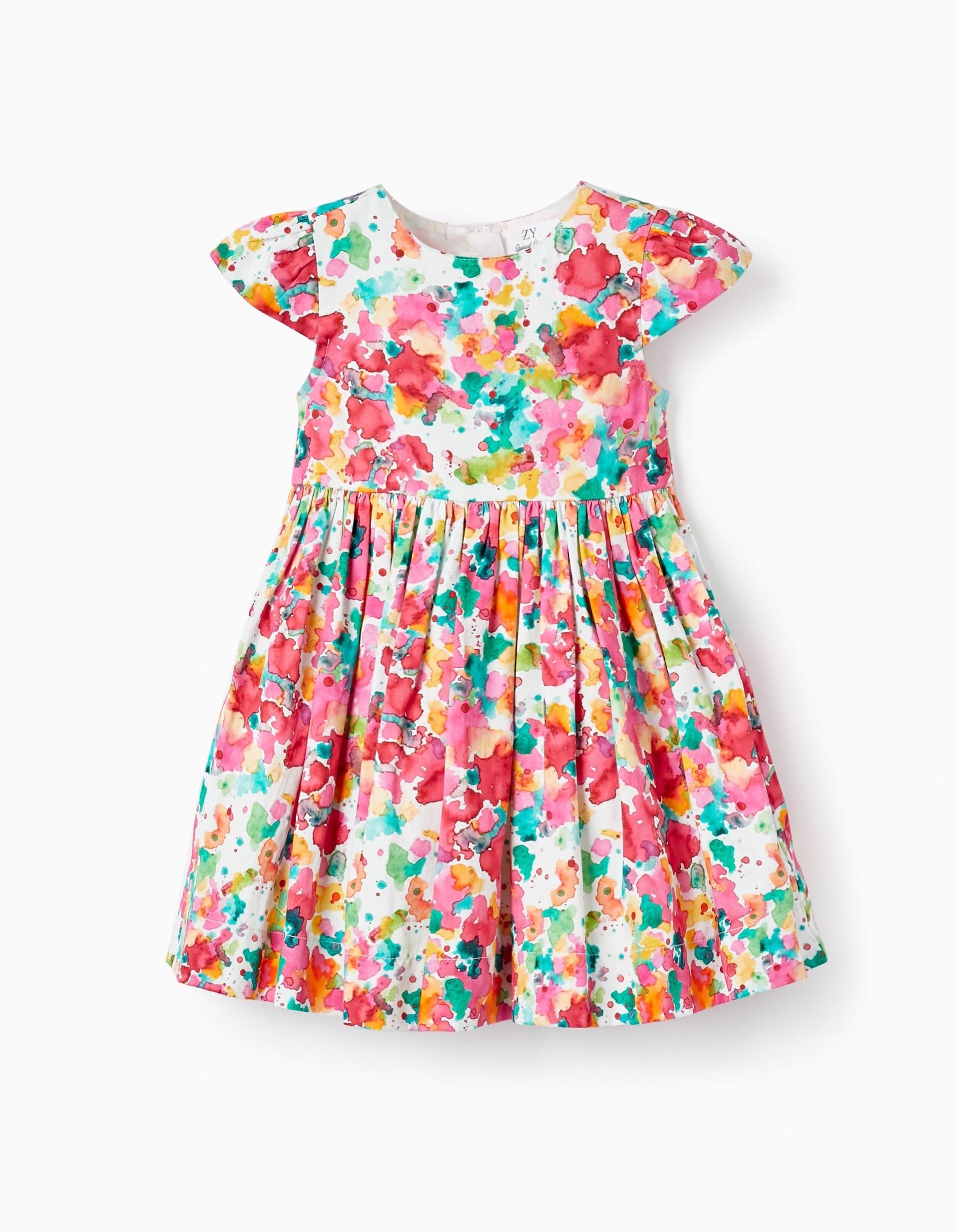 Dress with Watercolor Pattern for Baby Girls, Multicolour