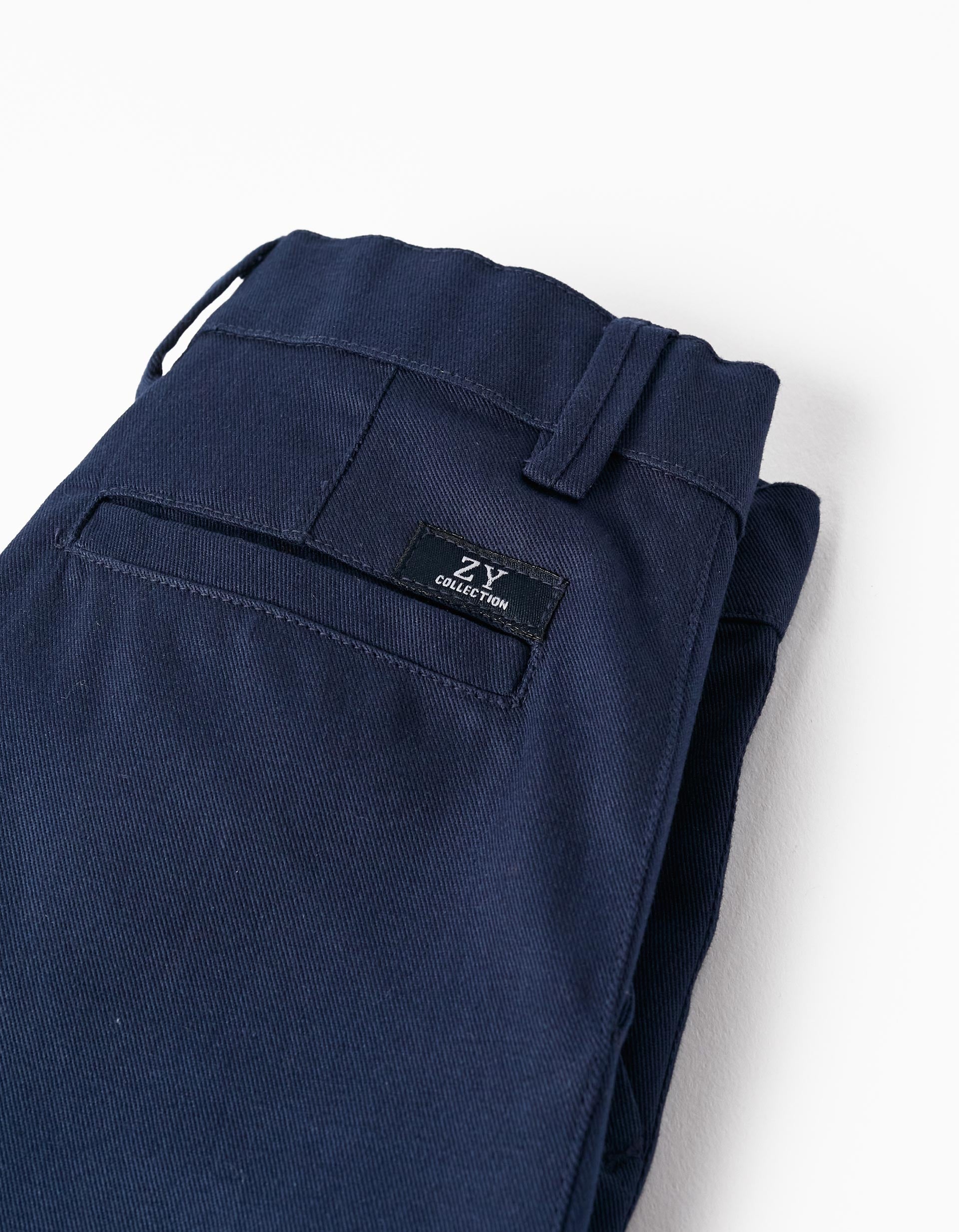 Short Sleeve Shirt + Shorts with Suspenders for Boys, White/Blue