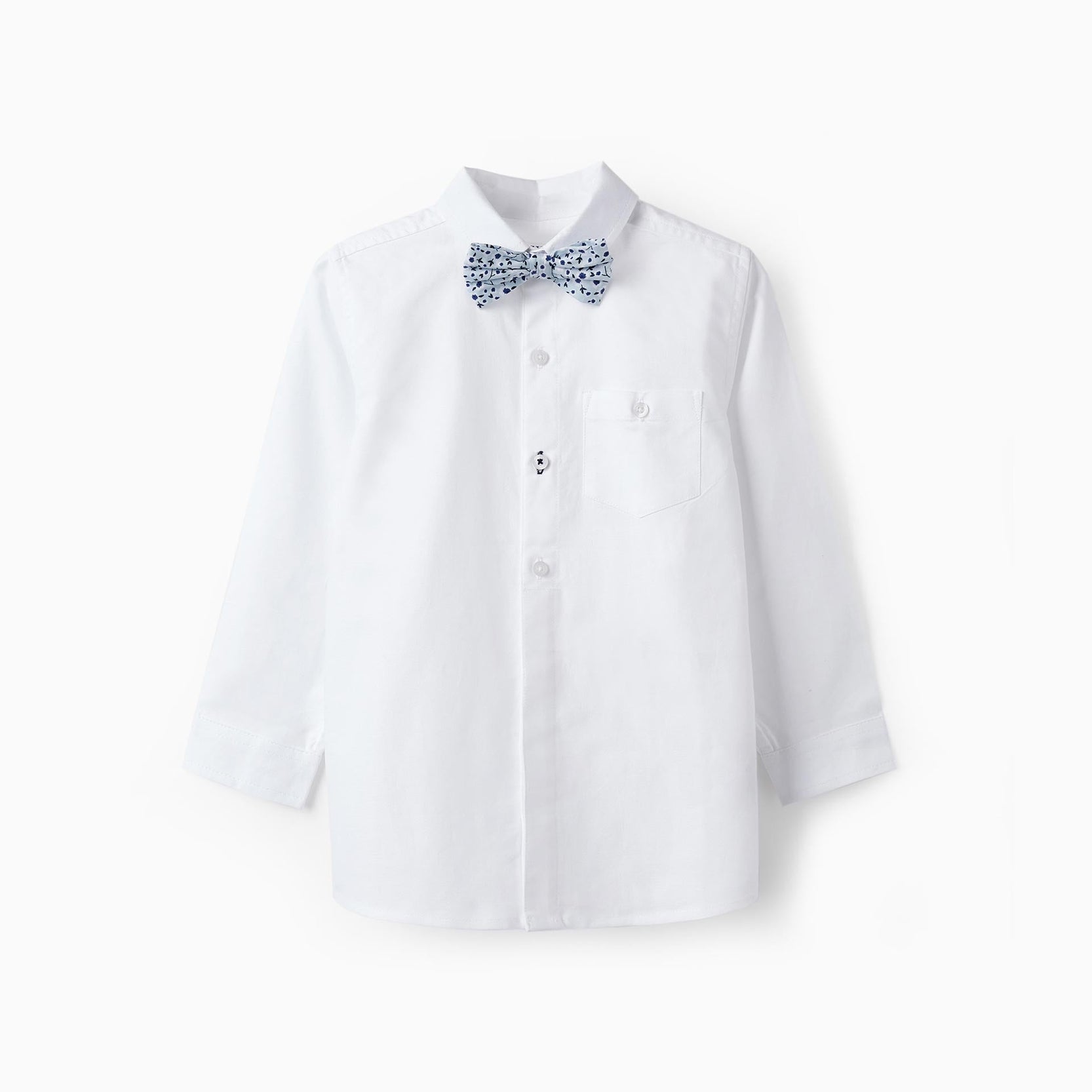 Loop + Cotton Shirt for Boys, Blue/White