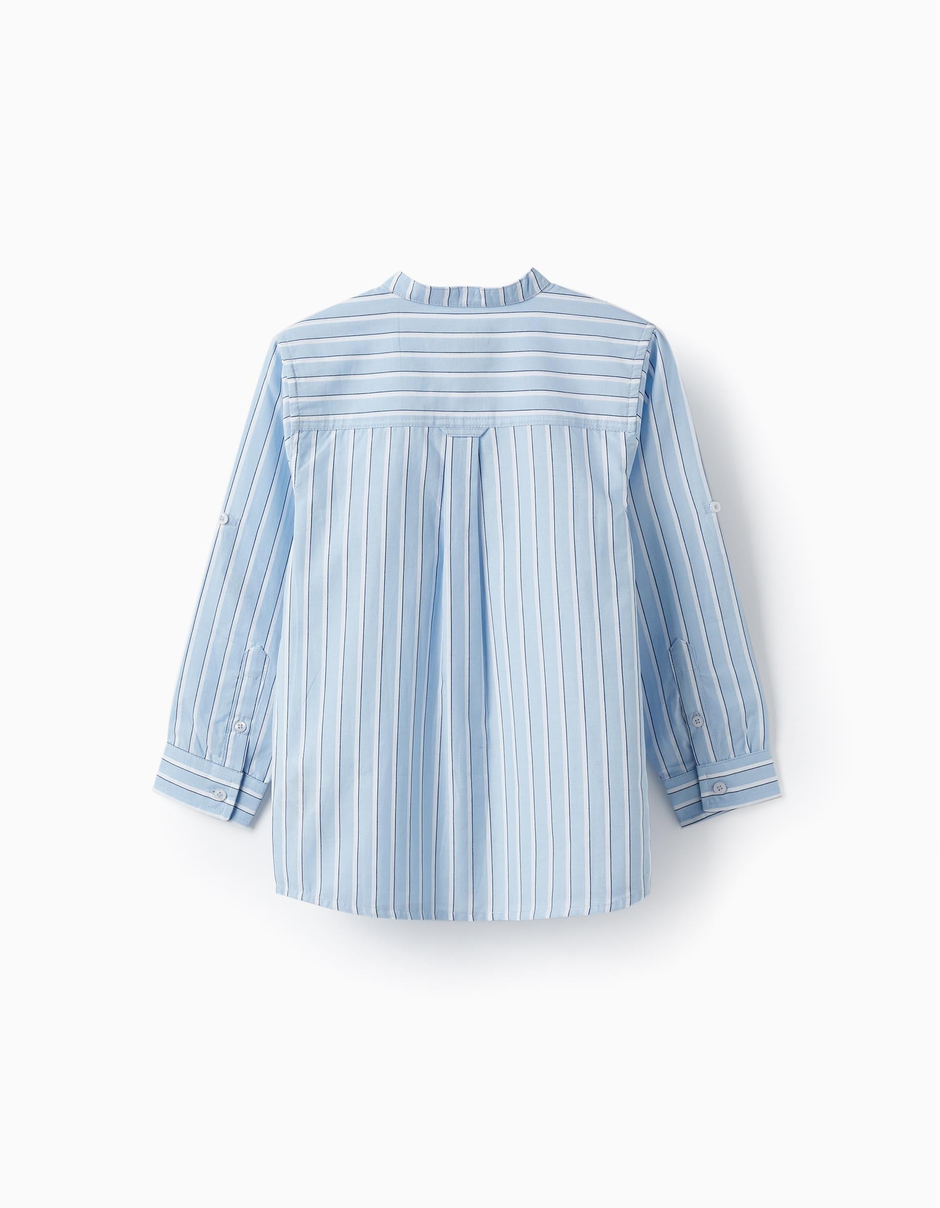 Striped Cotton Shirt for Boys, Blue/White