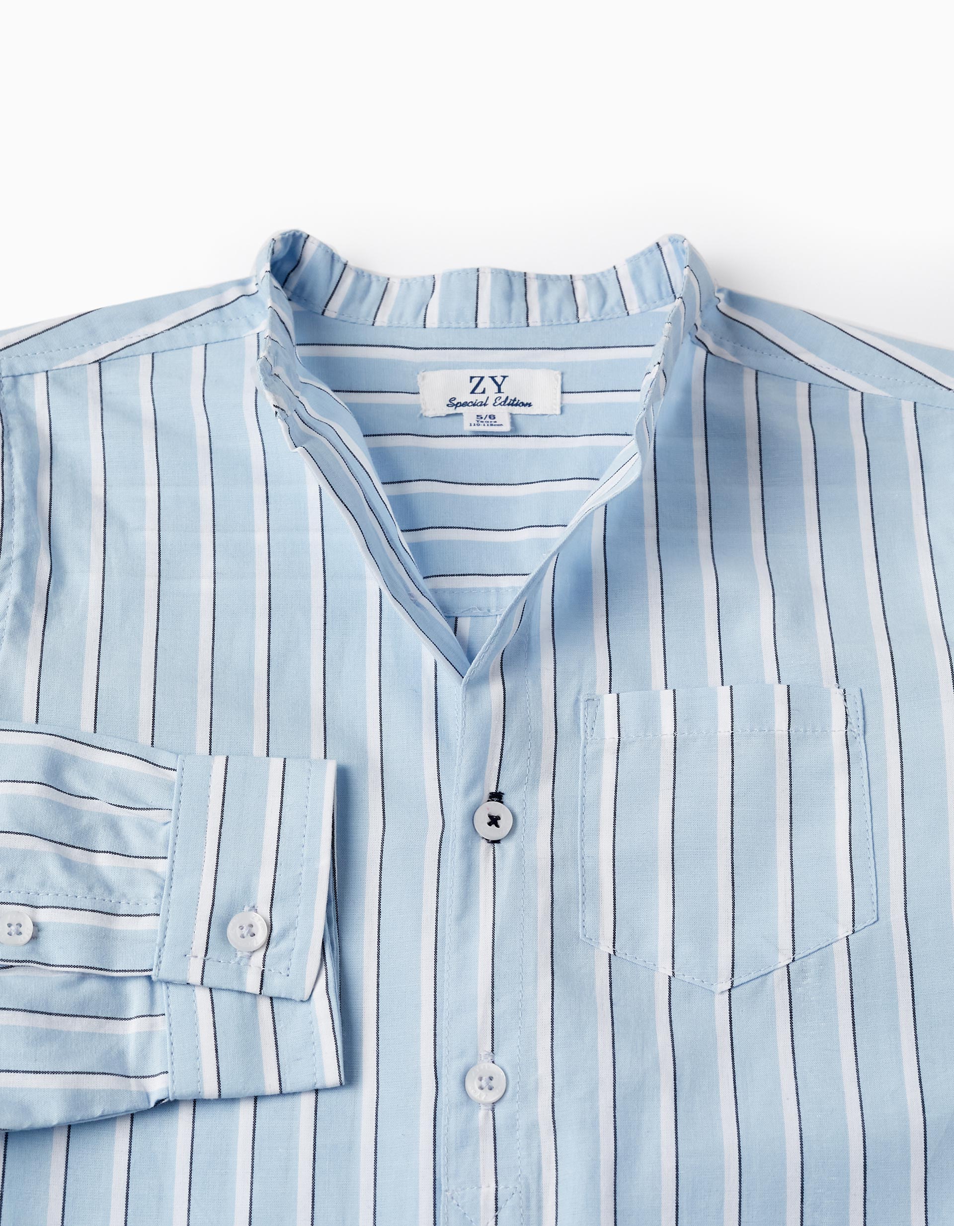 Striped Cotton Shirt for Boys, Blue/White