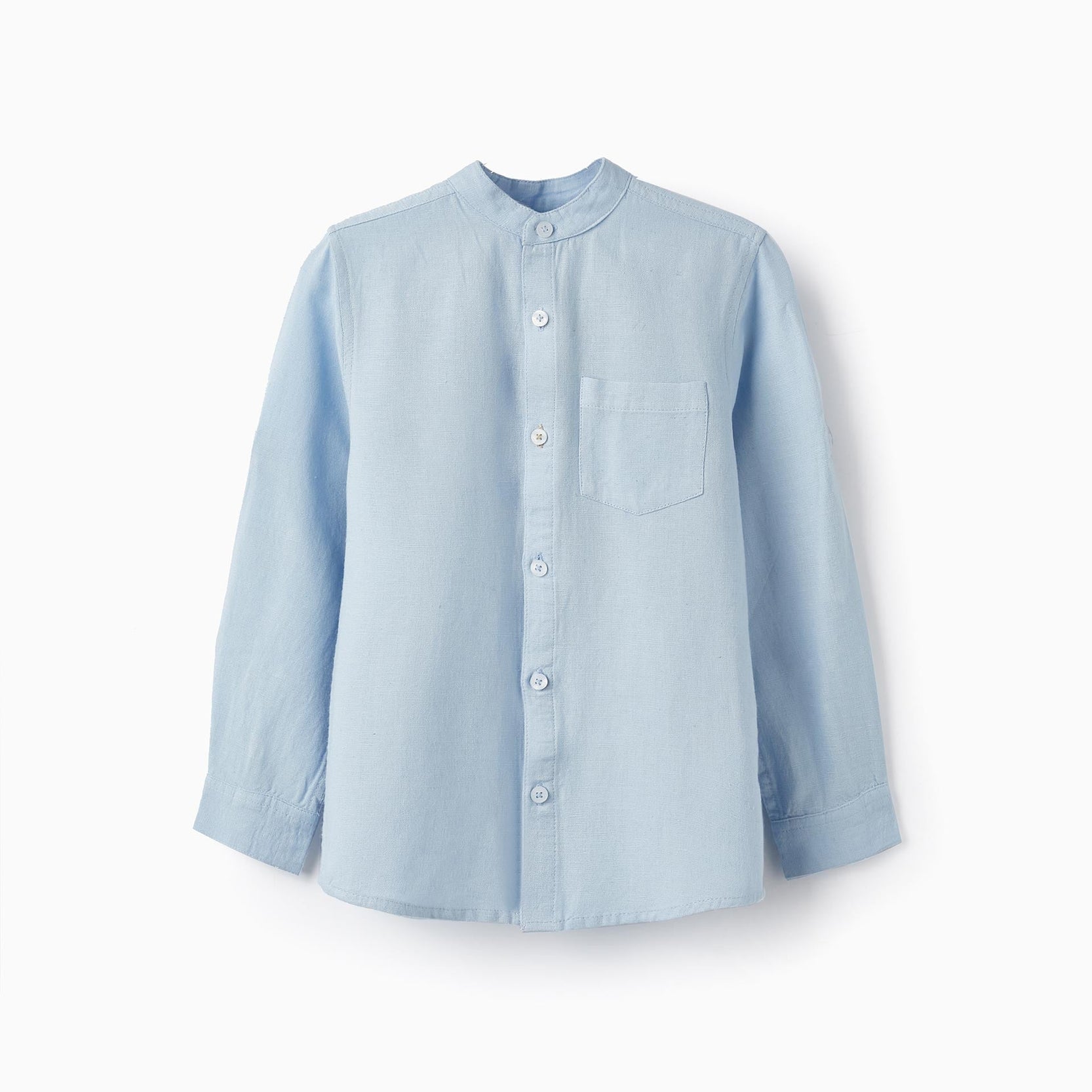 Long Sleeve Linen Shirt for Boys, Light Blue