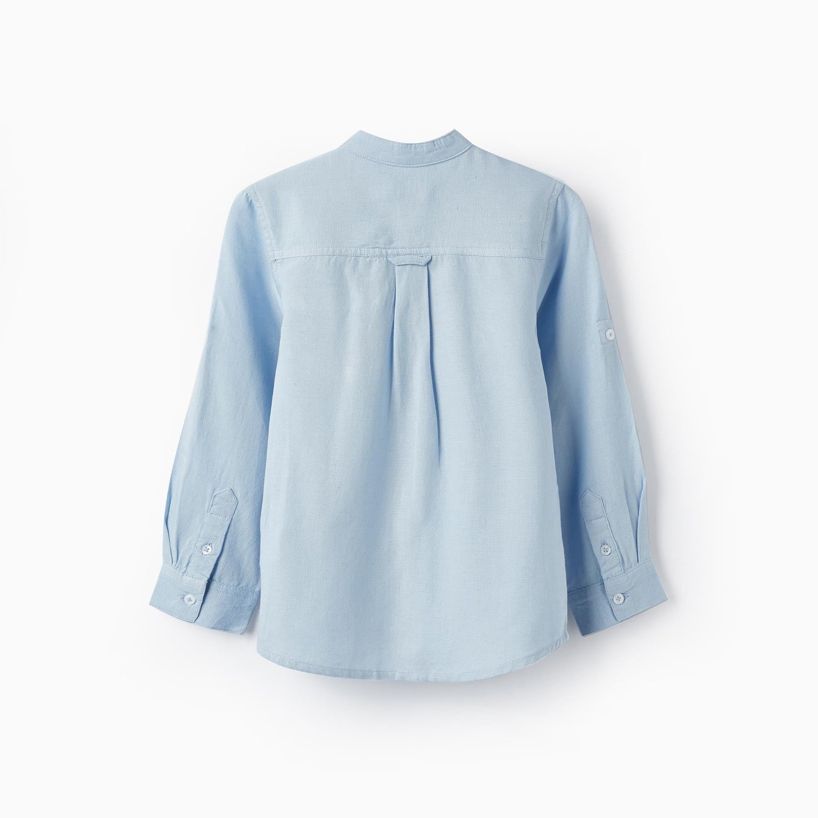 Long Sleeve Linen Shirt for Boys, Light Blue